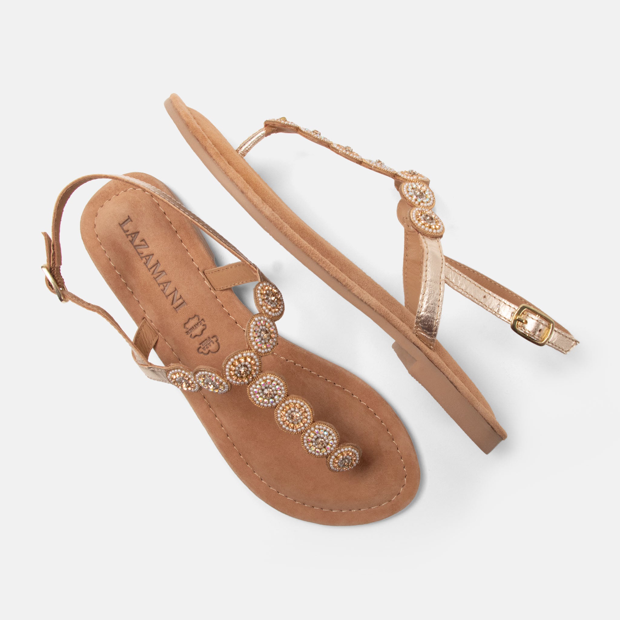 lazamani-luz-damen-leder-sandalen-gold-cognac image 4