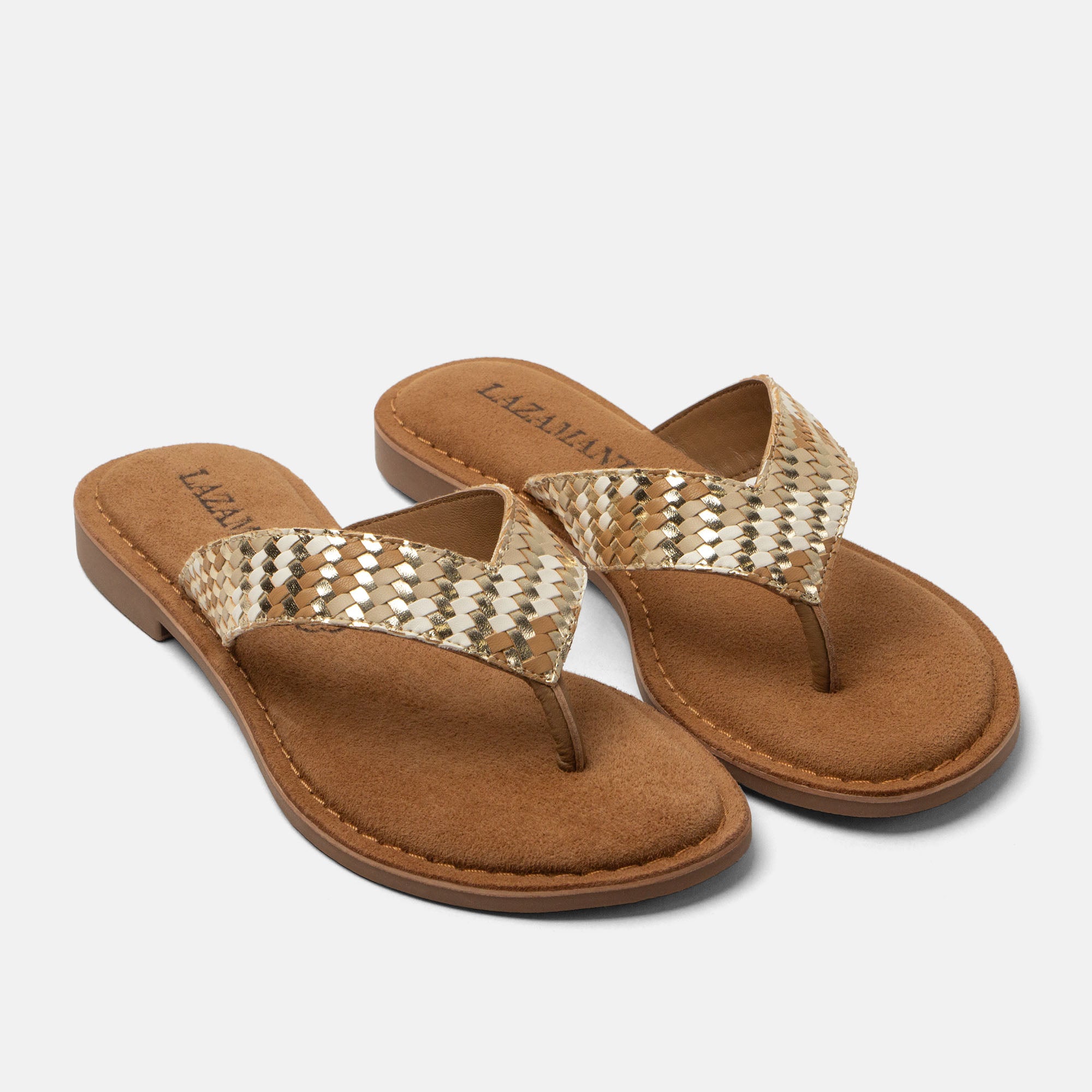 lazamani-tess-damen-leder-zehentrenner-beige image 3