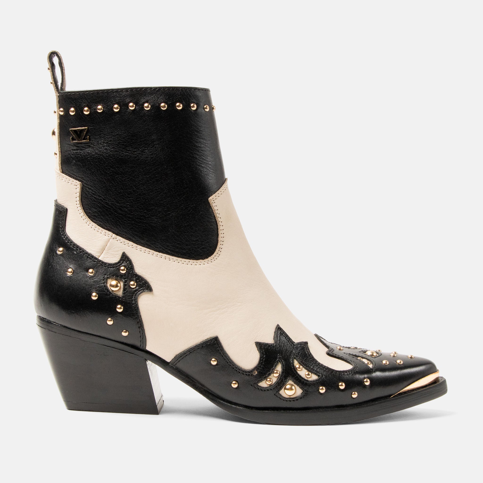 lazamani-kaia-damen-leder-stiefeletten-black-white image 1