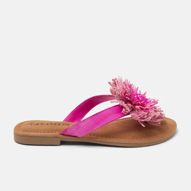 lazamani-roza-damen-leder-zehentrenner-pink image 1