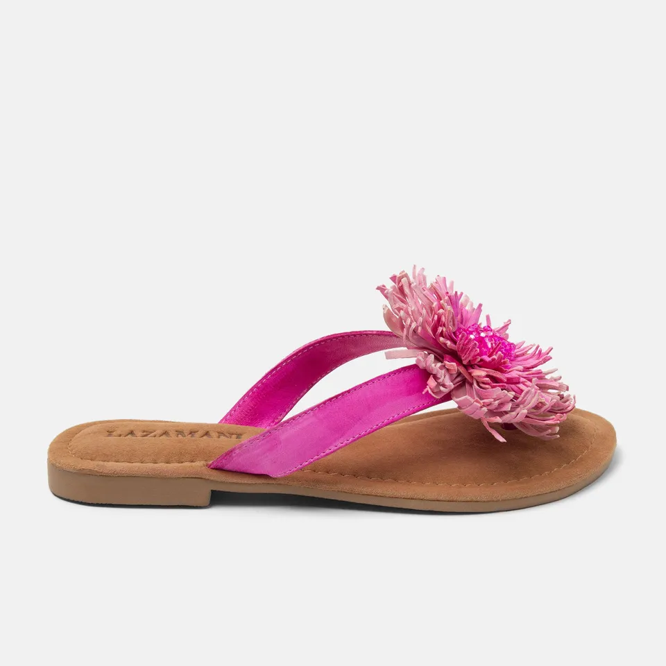lazamani-roza-damen-leder-zehentrenner-pink image 1