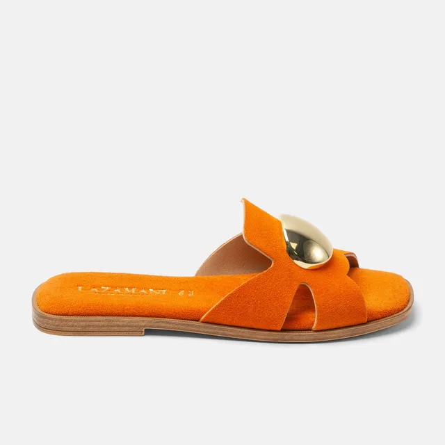 lazamani-zola-damen-wildleder-pantoletten-orange image 1