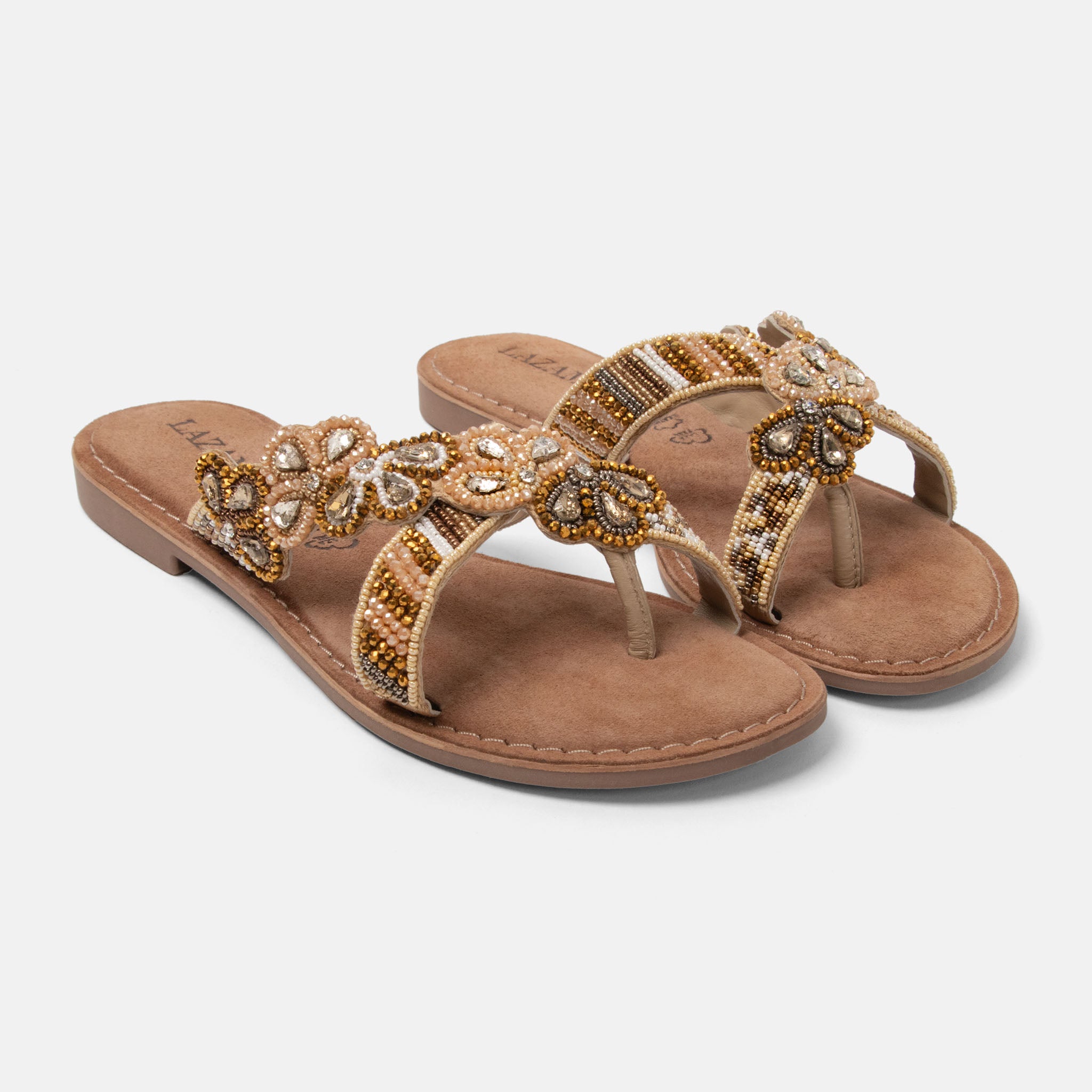 lazamani-perla-damen-leder-zehentrenner-beige image 3