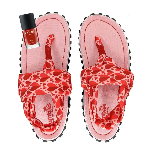 gumbies-slingback-sandalen-set-candy-hearts-nagellack-red-damen image 1