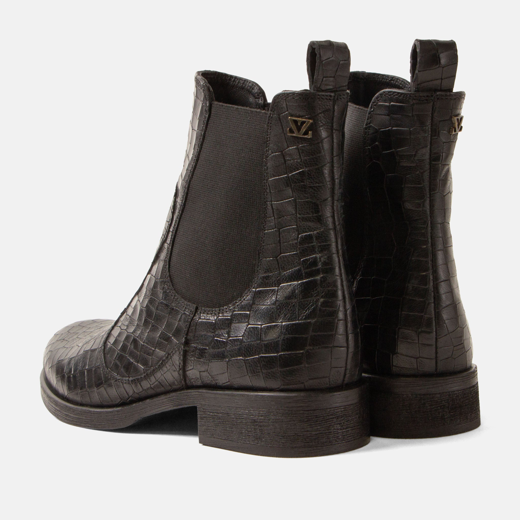 lazamani-marij-damen-leder-chelsea-boots-black-kroko image 3