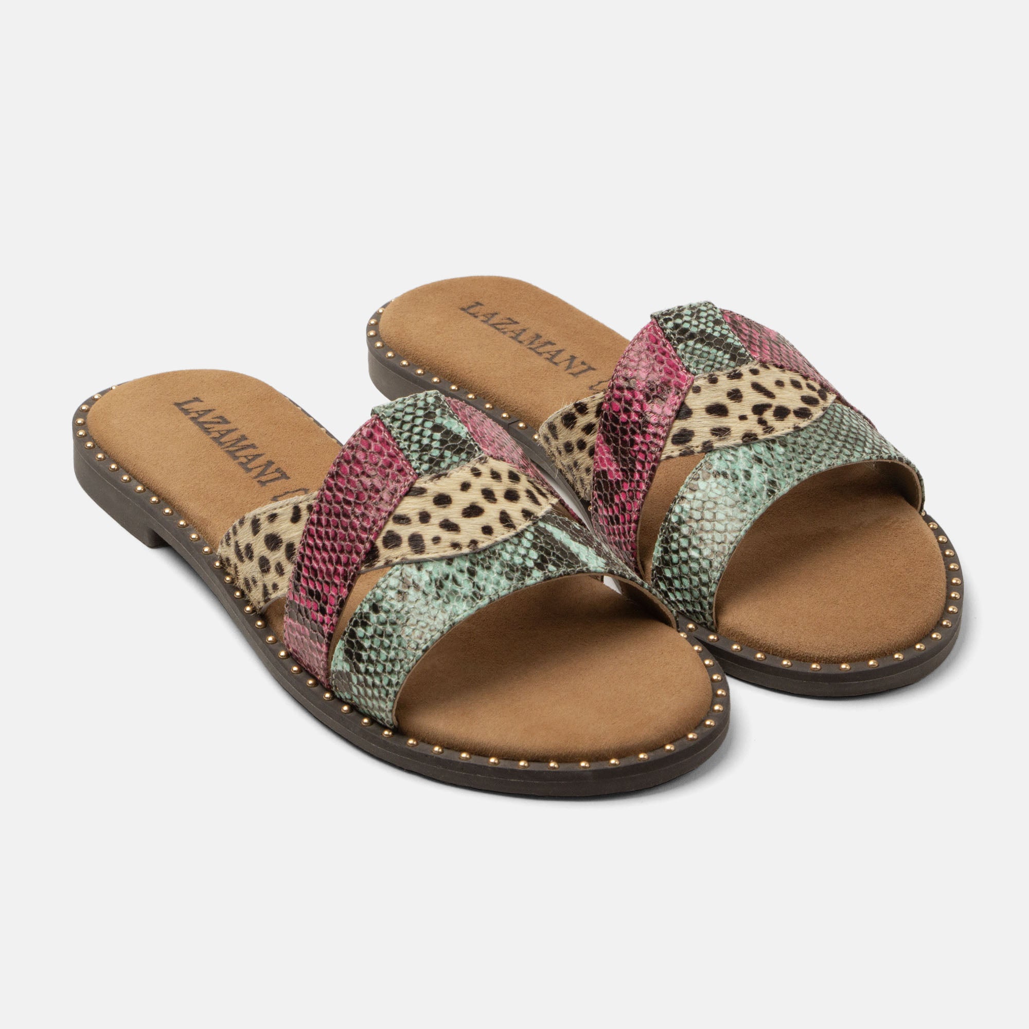 lazamani-suze-damen-pantoletten-fuxia-animal-print image 2