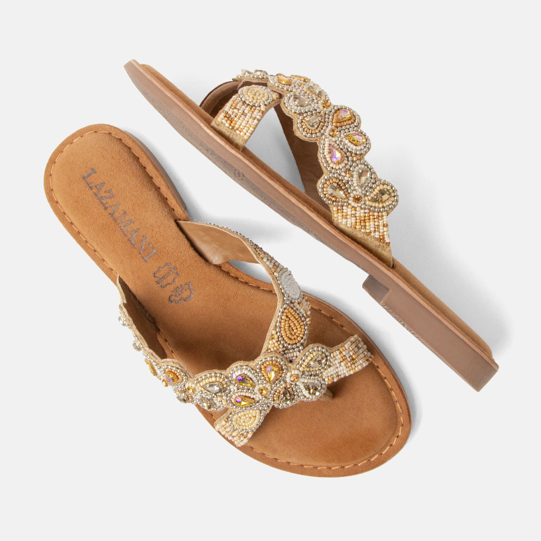 lazamani-pena-damen-zehentrenner-beige image 4