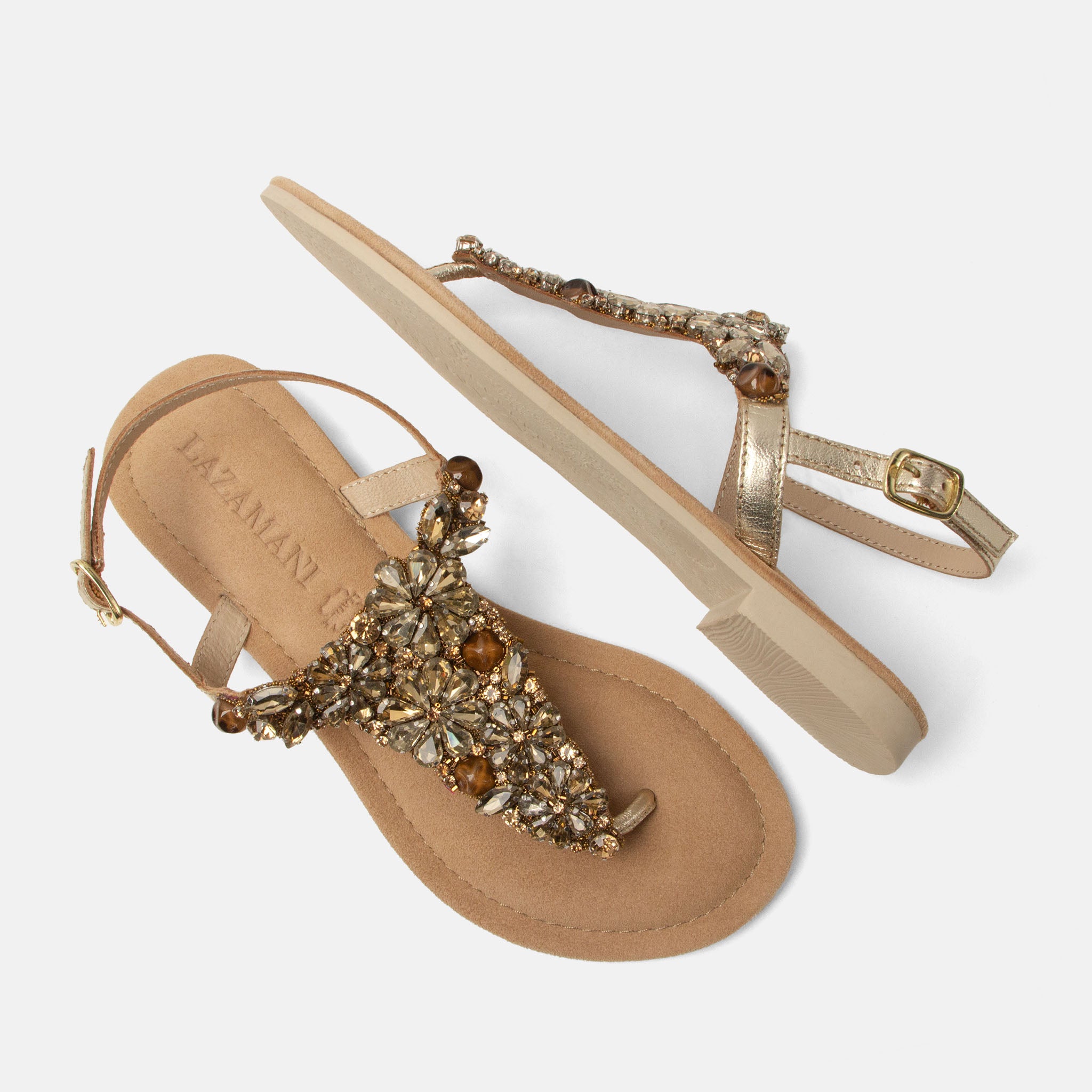 lazamani-sil-damen-leder-sandalen-gold image 3
