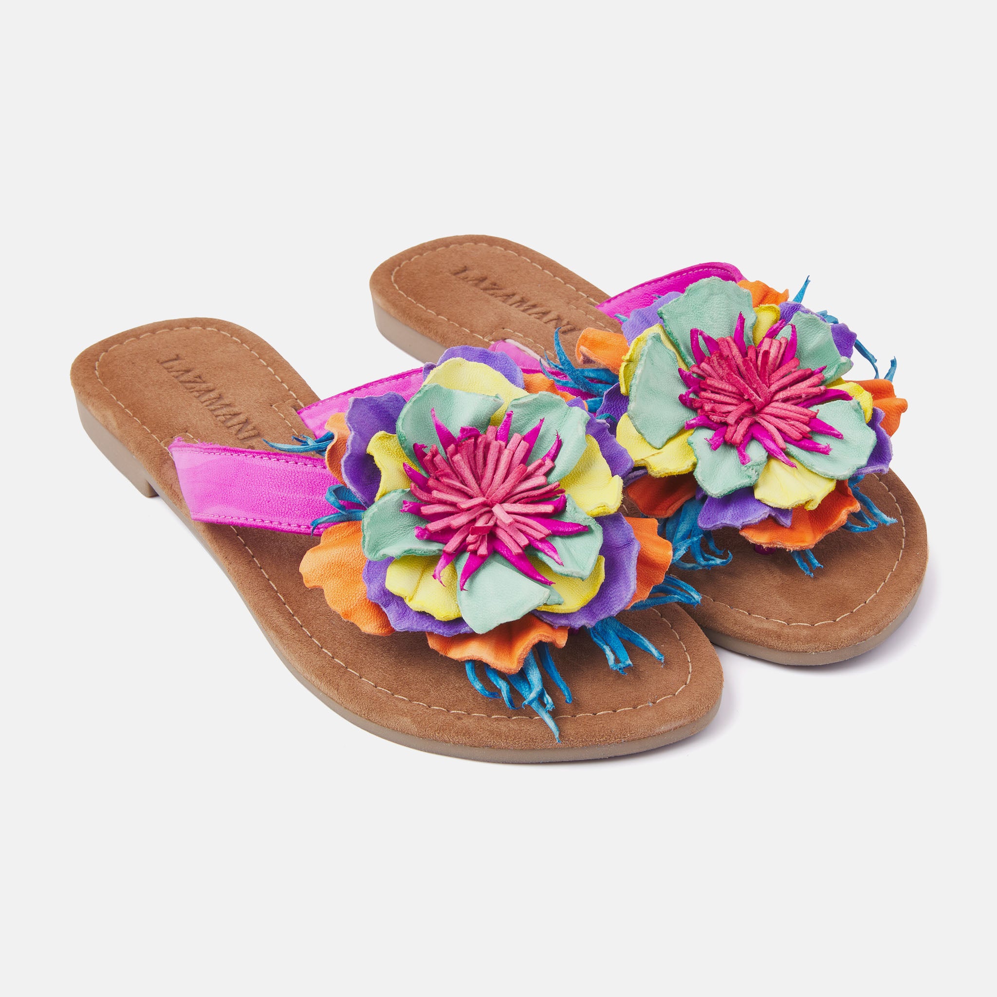 lazamani-peony-damen-leder-zehentrenner-fuxia image 3
