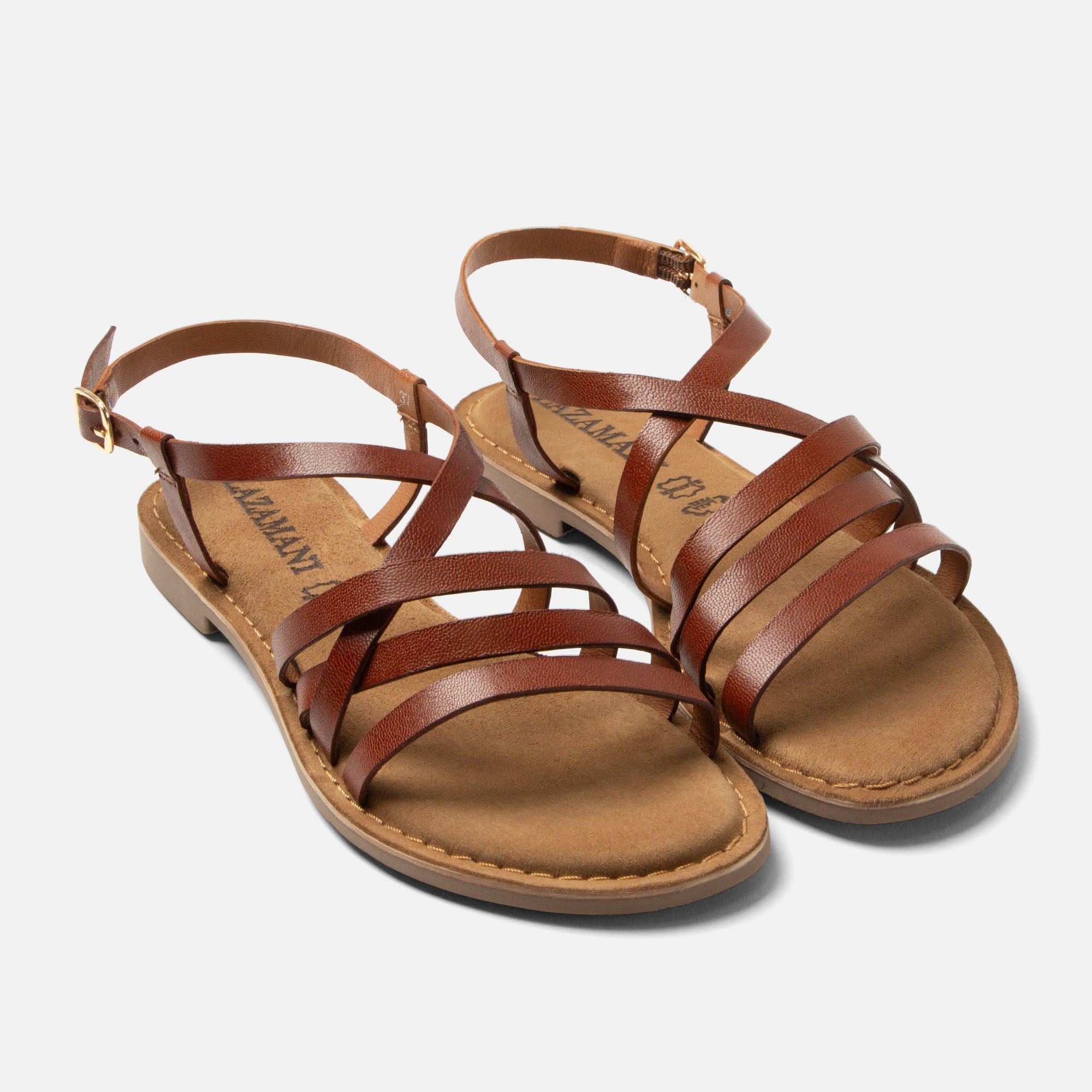lazamani-zuza-damen-ledersandalen-tan-mit-schnalle image 3