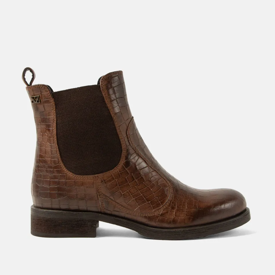 lazamani-marij-damen-leder-chelsea-boots-brown-kroko image 1