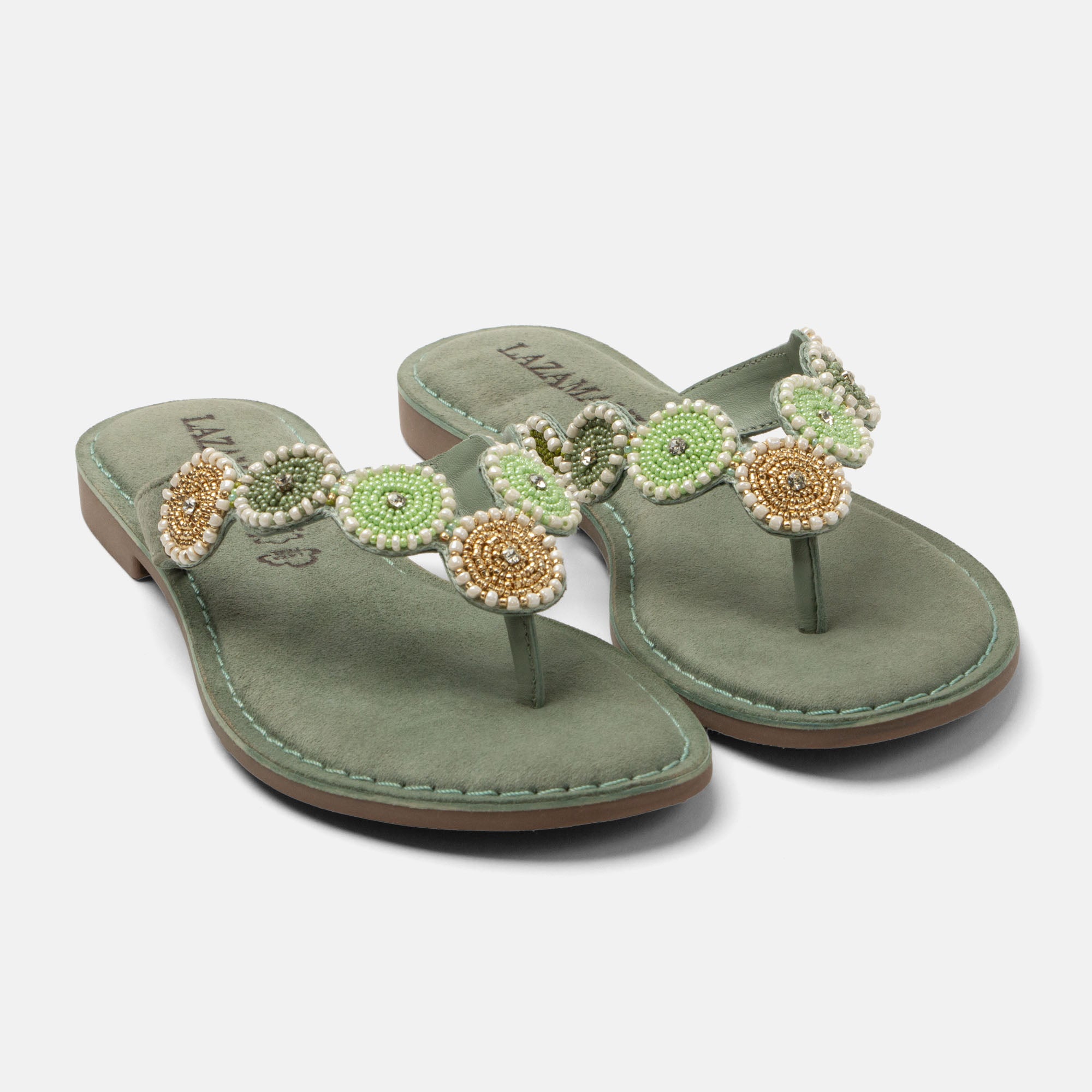 lazamani-loua-damen-wildleder-zehentrenner-mint-flach-verziert image 3