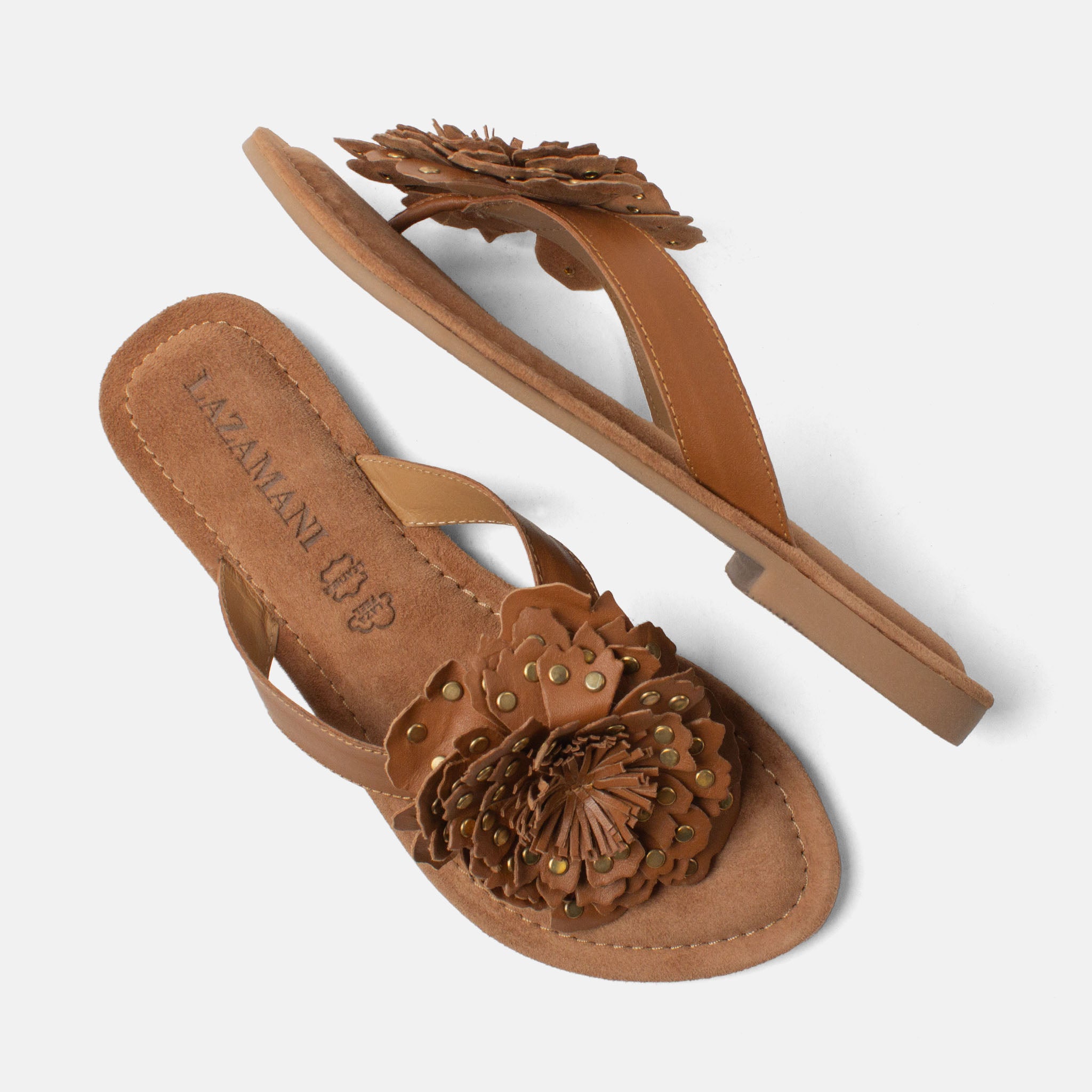 lazamani-kira-damen-leder-zehentrenner-tan image 4