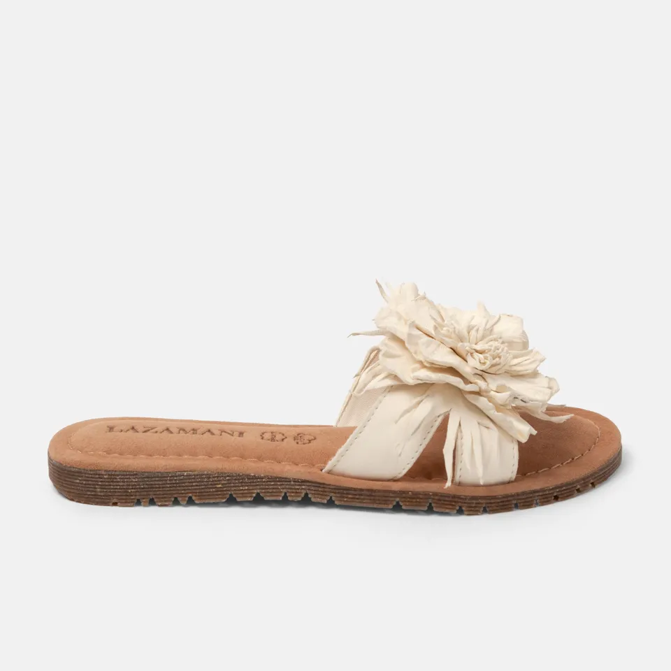 lazamani-zinnia-damen-leder-pantoletten-offwhite image 1