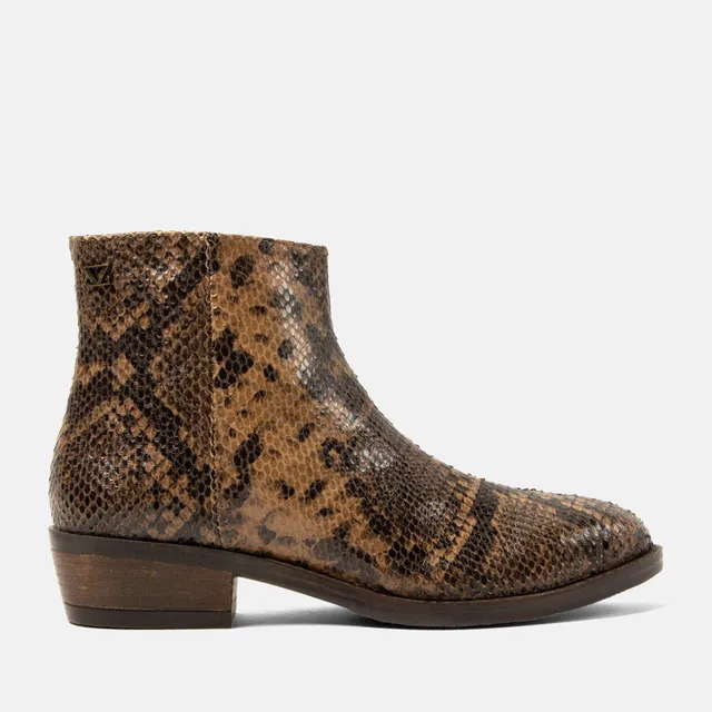 lazamani-beverly-damen-leder-stiefeletten-biscuit-schlangen-optik-blockabsatz image 1