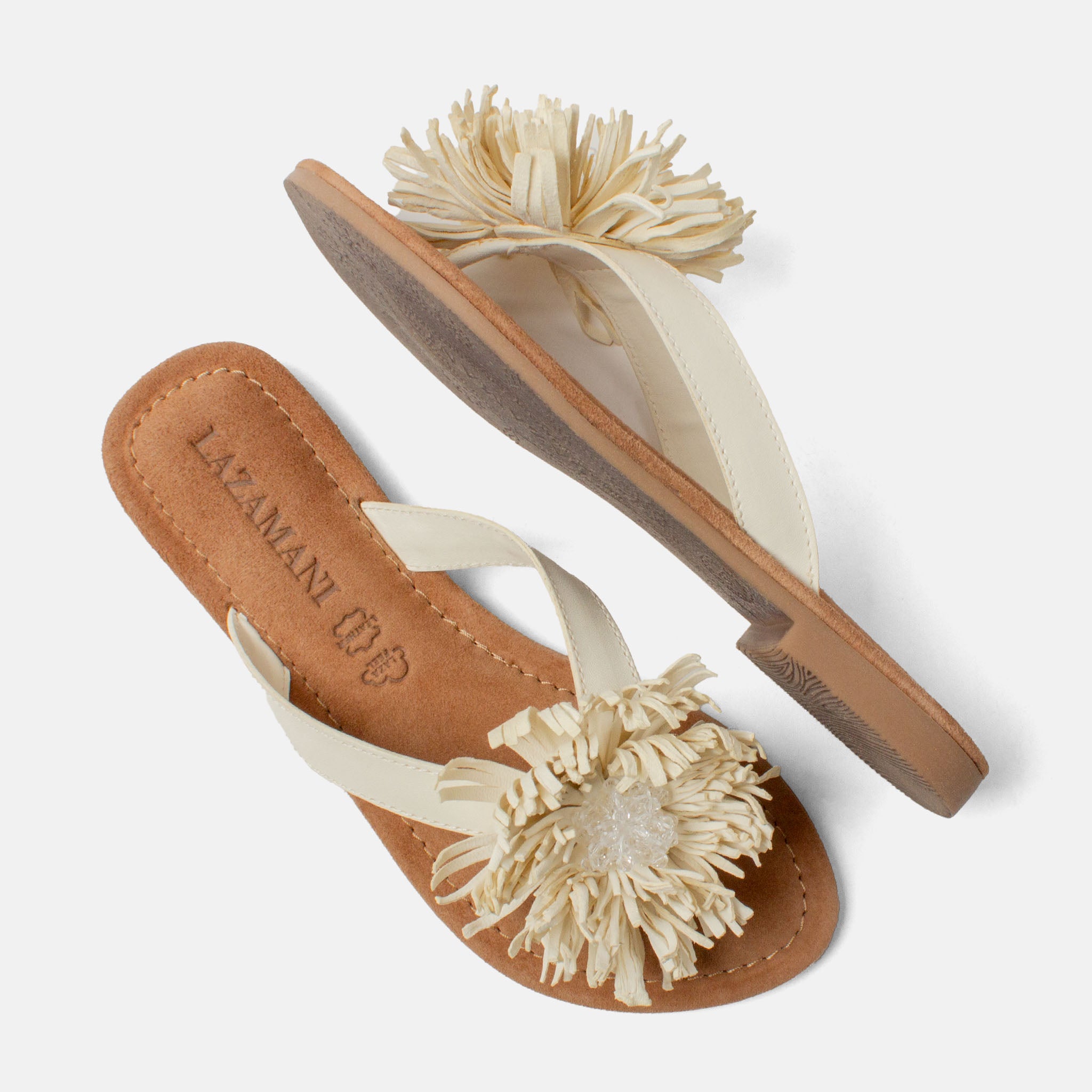lazamani-roza-damen-leder-zehentrenner-offwhite image 4