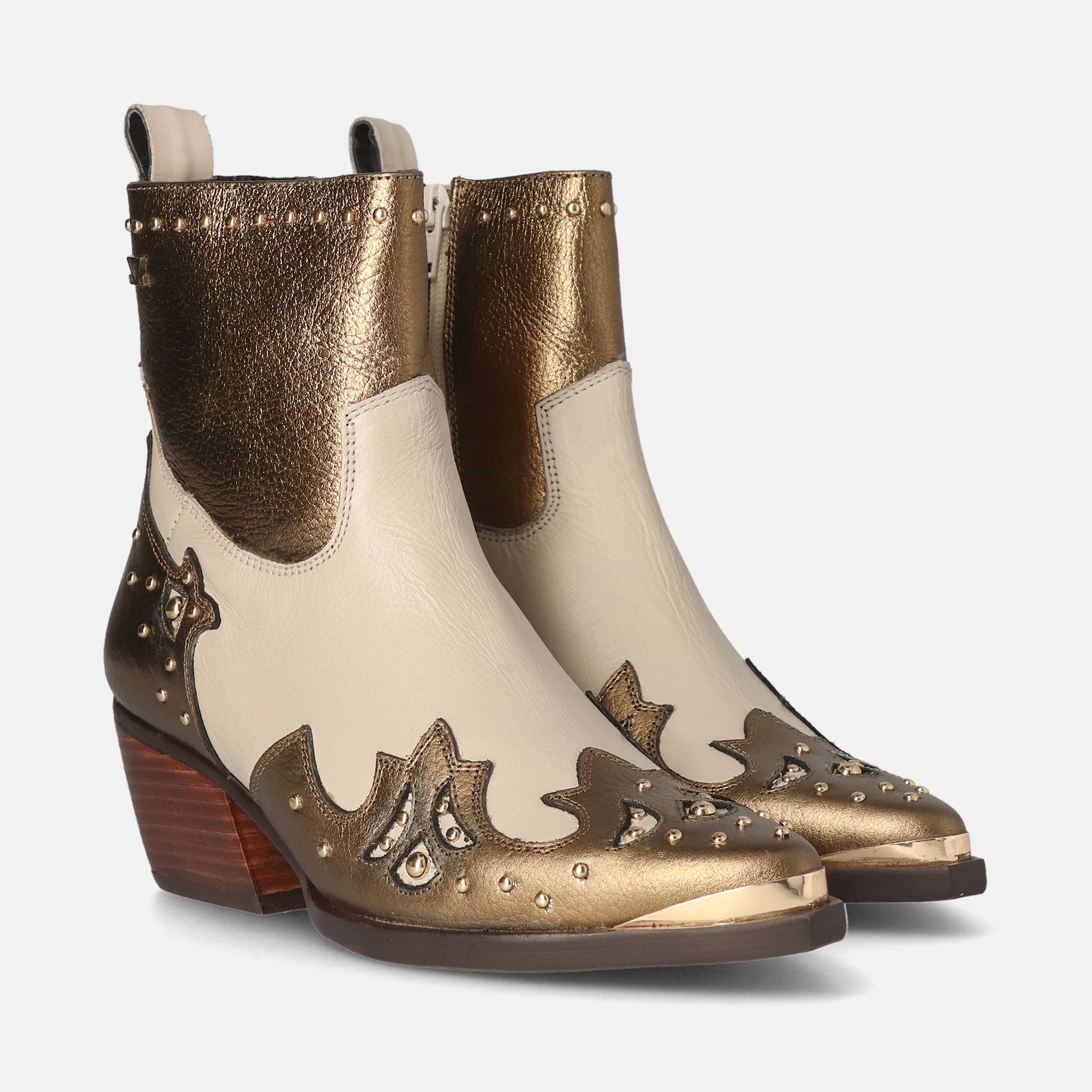 lazamani-kaia-damen-leder-stiefeletten-gold-white image 2