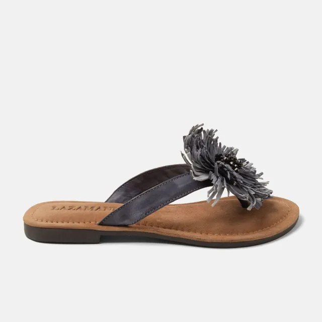 lazamani-roza-damen-leder-zehentrenner-black image 1