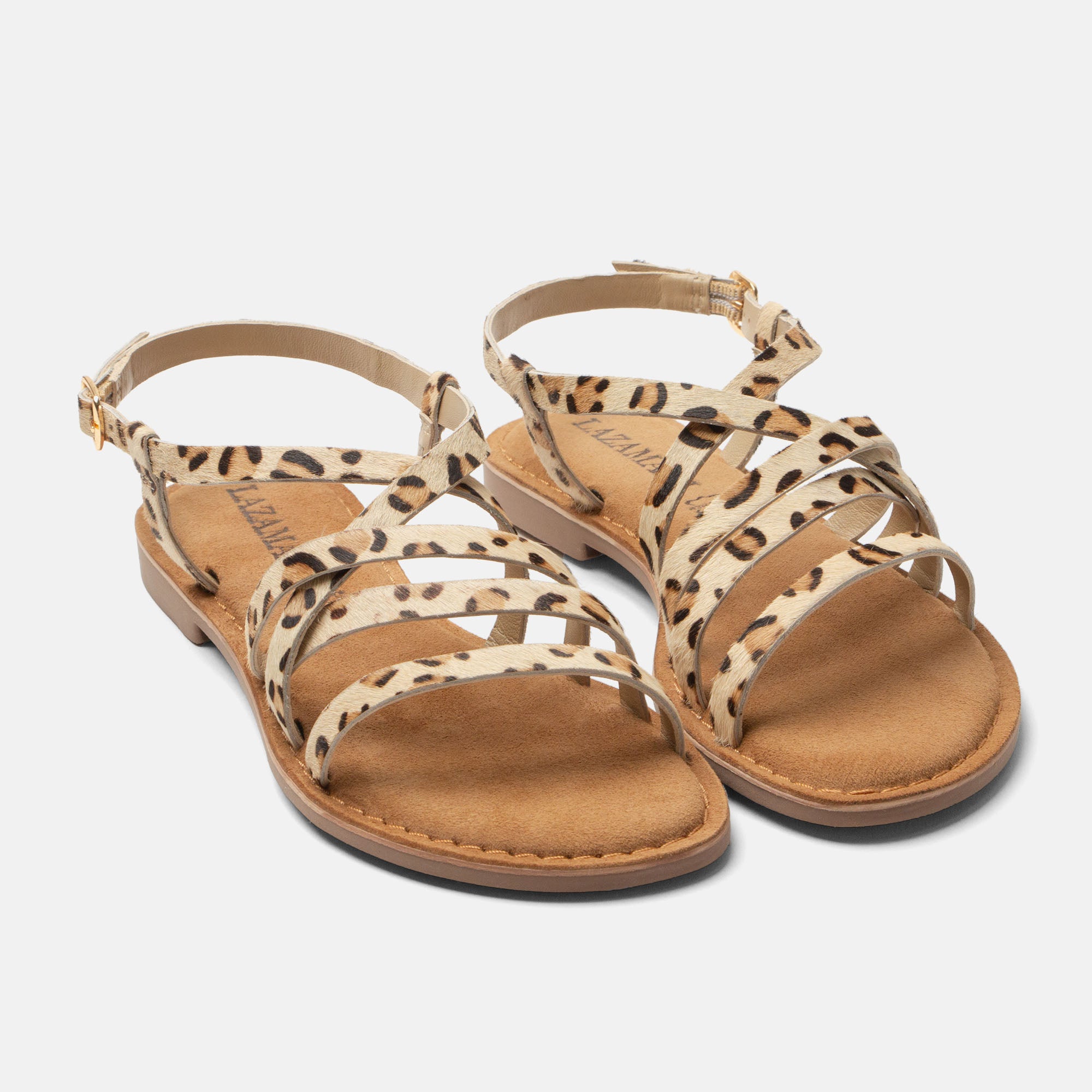 lazamani-zuza-damen-sandalen-leopard-flache-leder-sandalen-mit-schnalle image 3