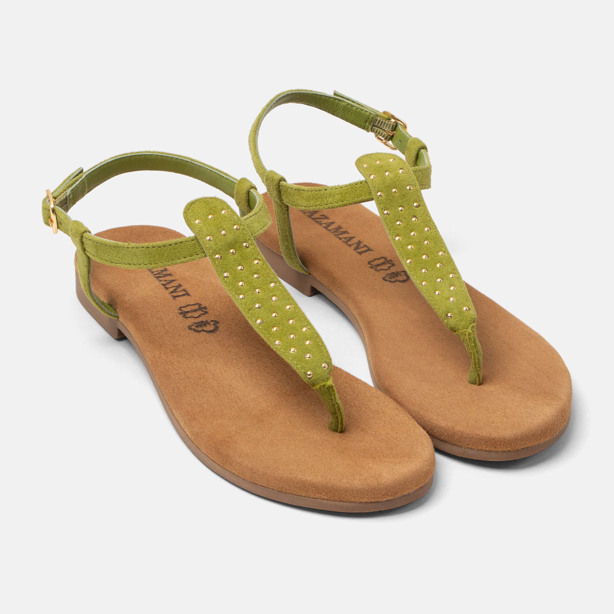 lazamani-minu-damen-wildleder-sandalen-green-flach image 2