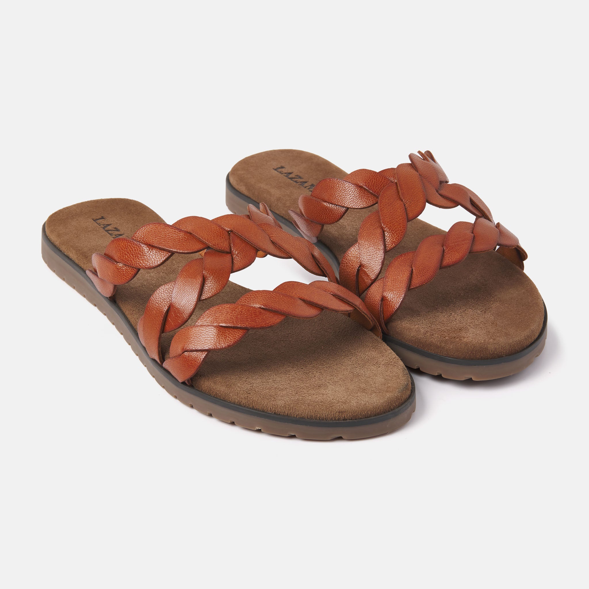 lazamani-eden-damen-leder-pantoletten-tan-cognac image 2