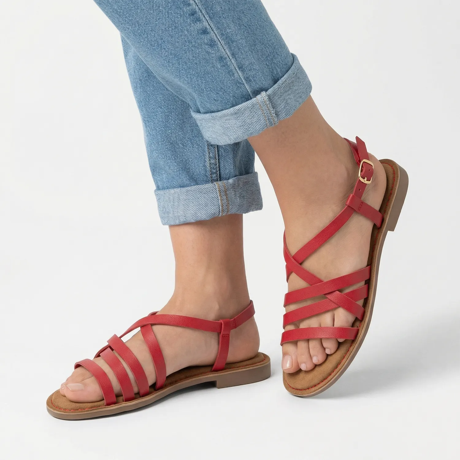 lazamani-zuza-damen-ledersandalen-rot image 2