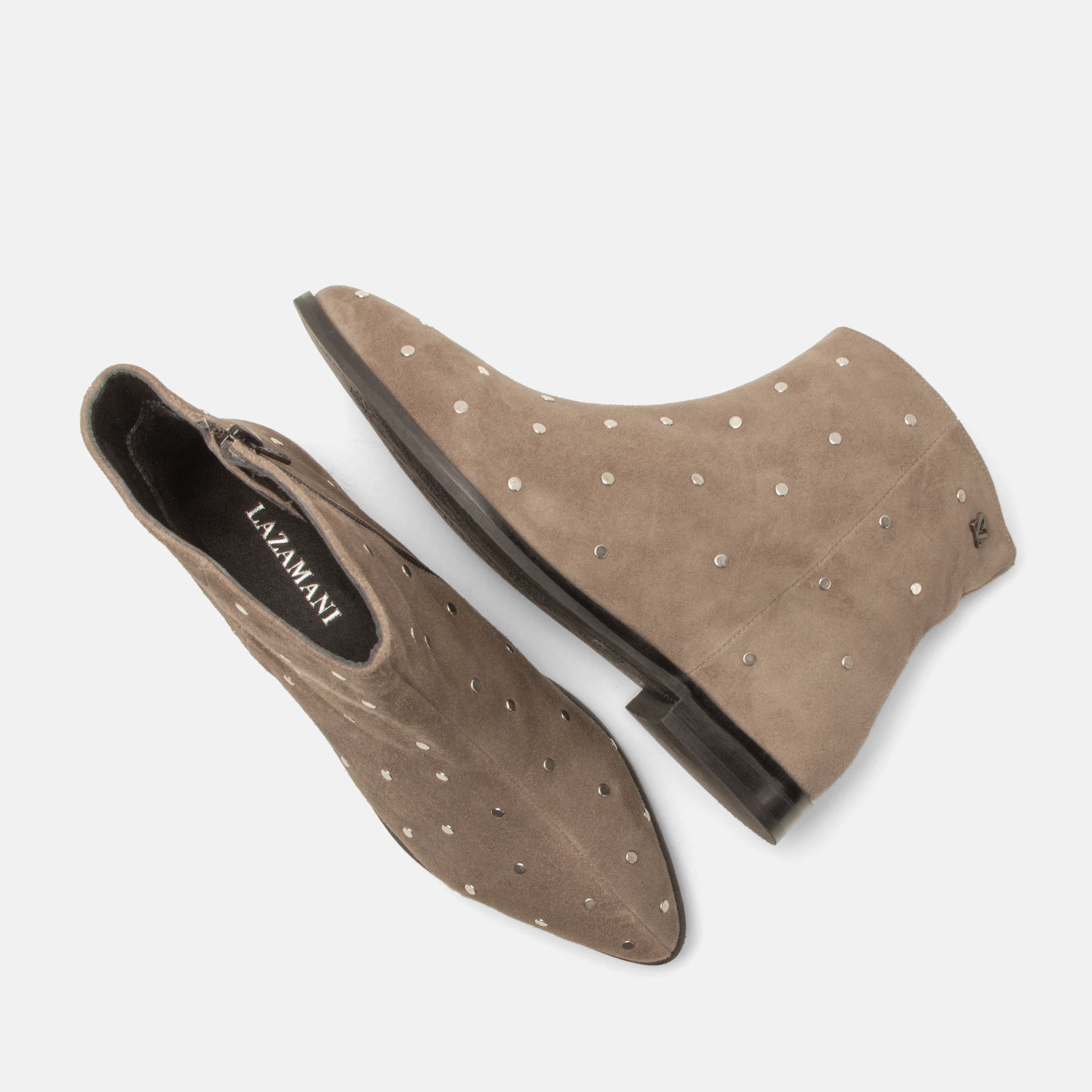 lazamani-dana-damen-wildleder-stiefeletten-taupe-nieten image 4