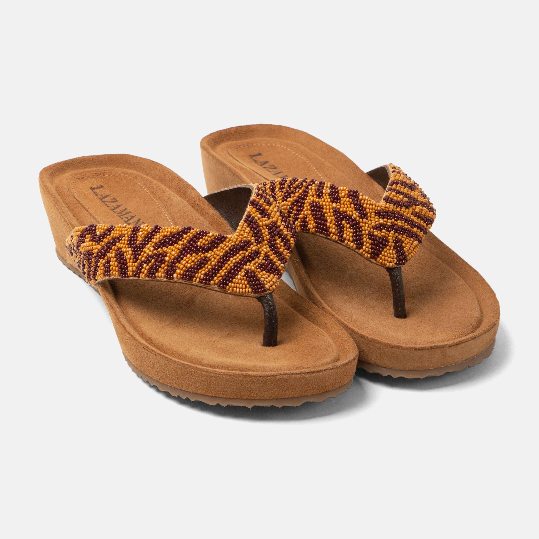 lazamani-liv-damen-leder-zehentrenner-brown-mit-keilabsatz image 3