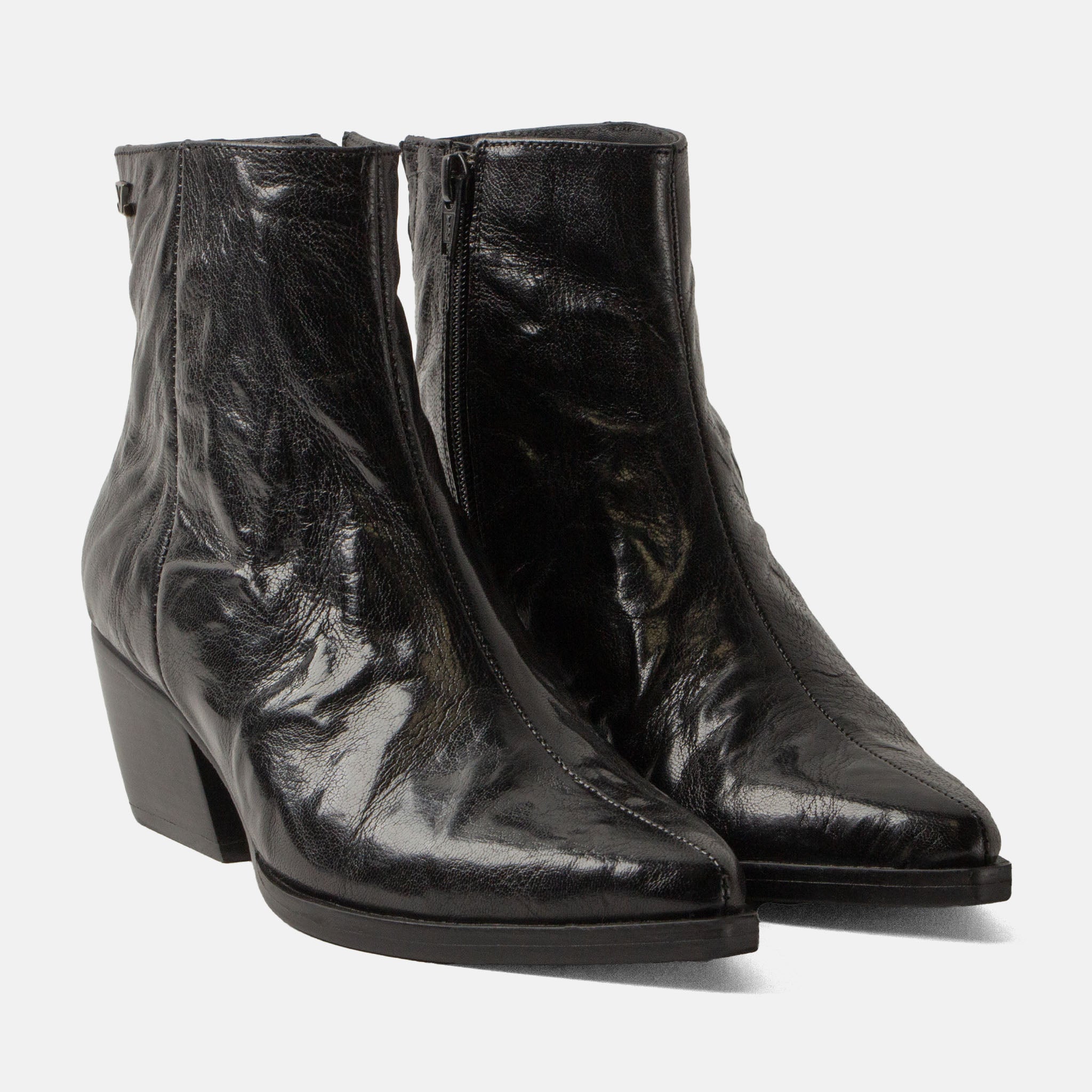lazamani-river-damen-leder-stiefeletten-black-blockabsatz image 3