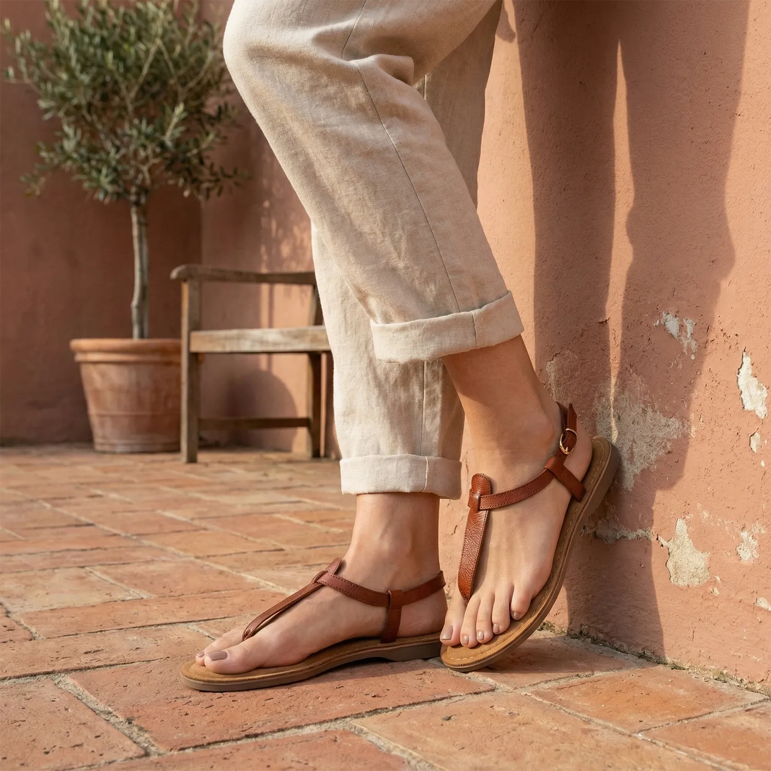 lazamani-imme-damen-ledersandalen-tan image 2