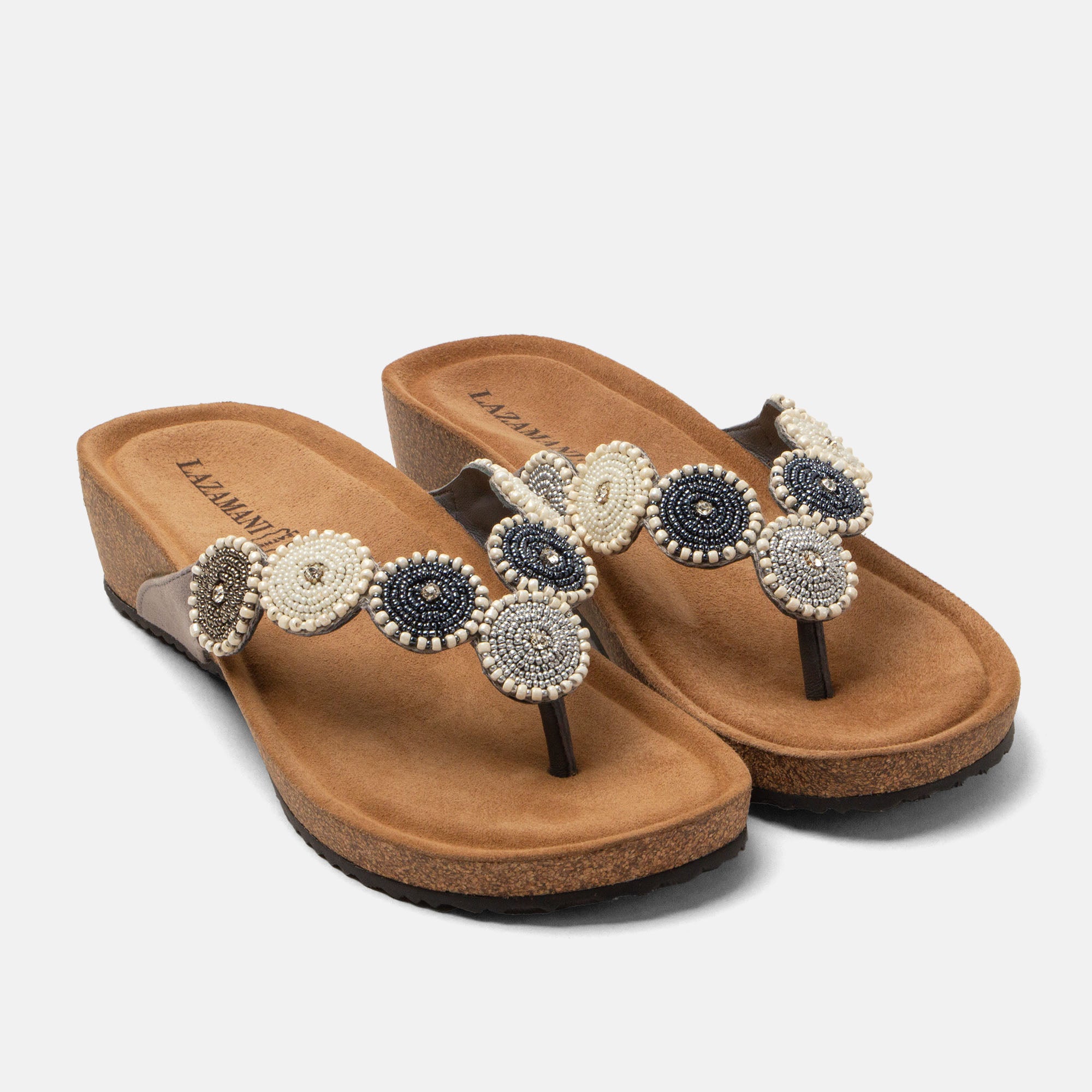 lazamani-mare-damen-wildleder-zehentrenner-grey-keil image 3
