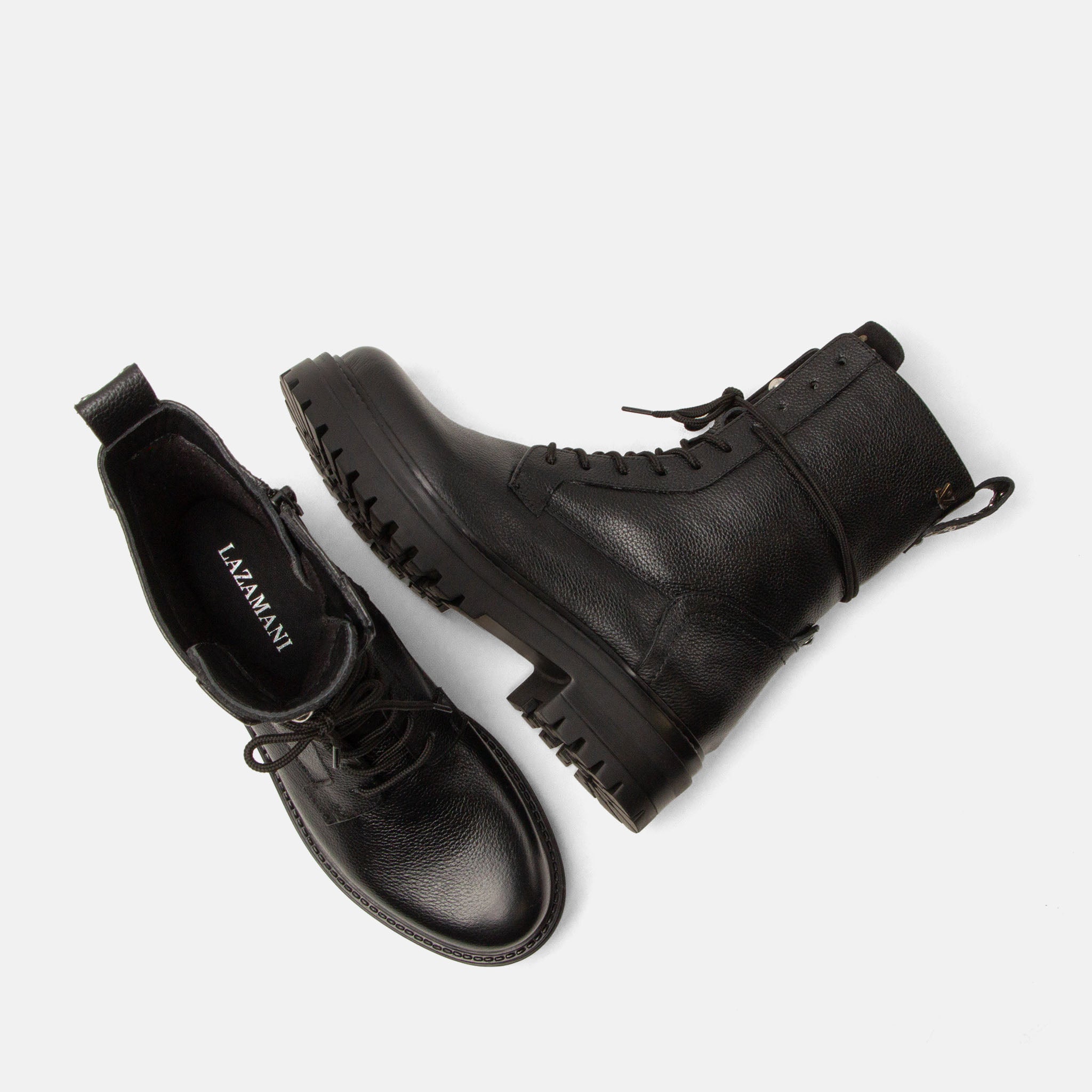 lazamani-jessie-damen-leder-schn-rboots-black image 4