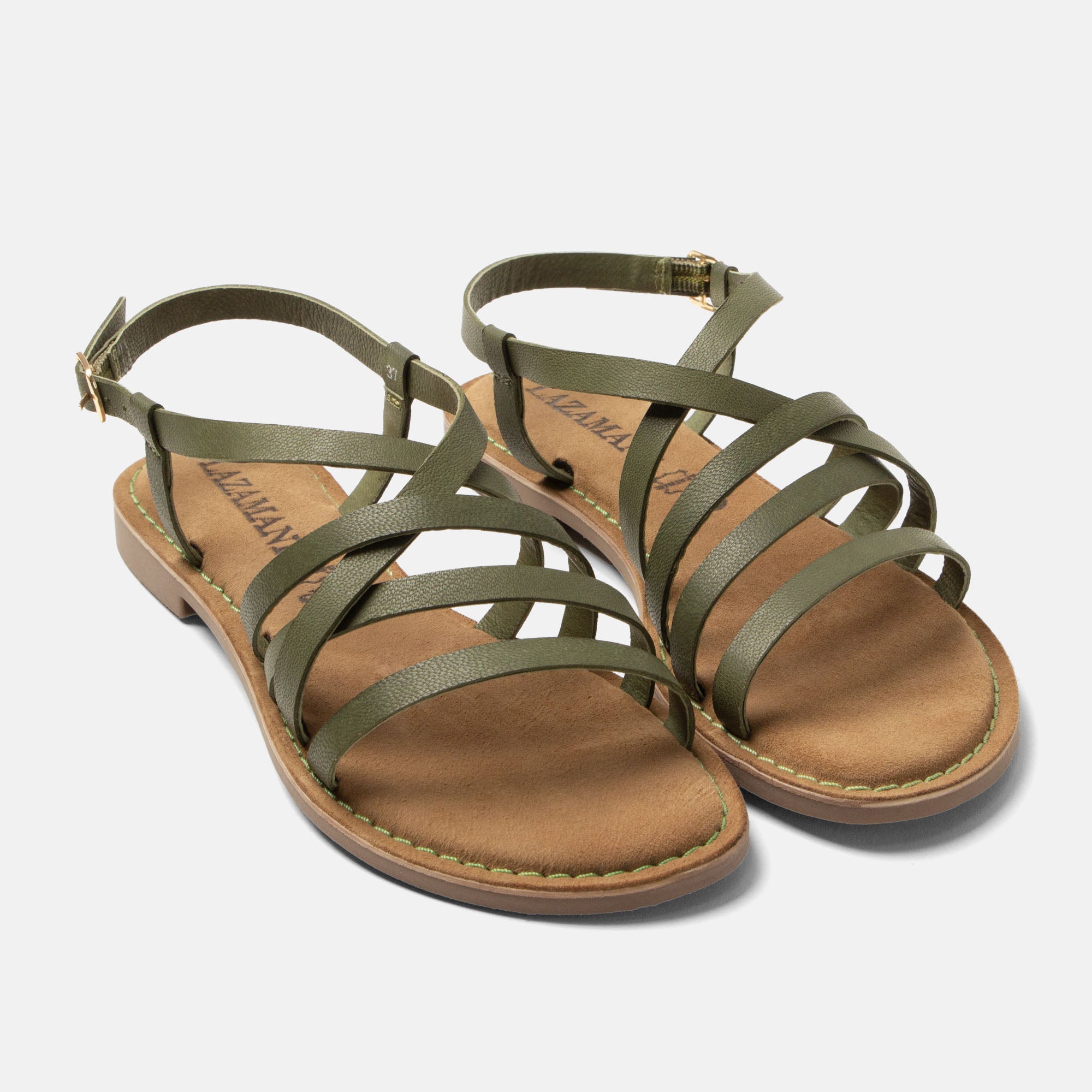 lazamani-zuza-damen-ledersandalen-green image 3