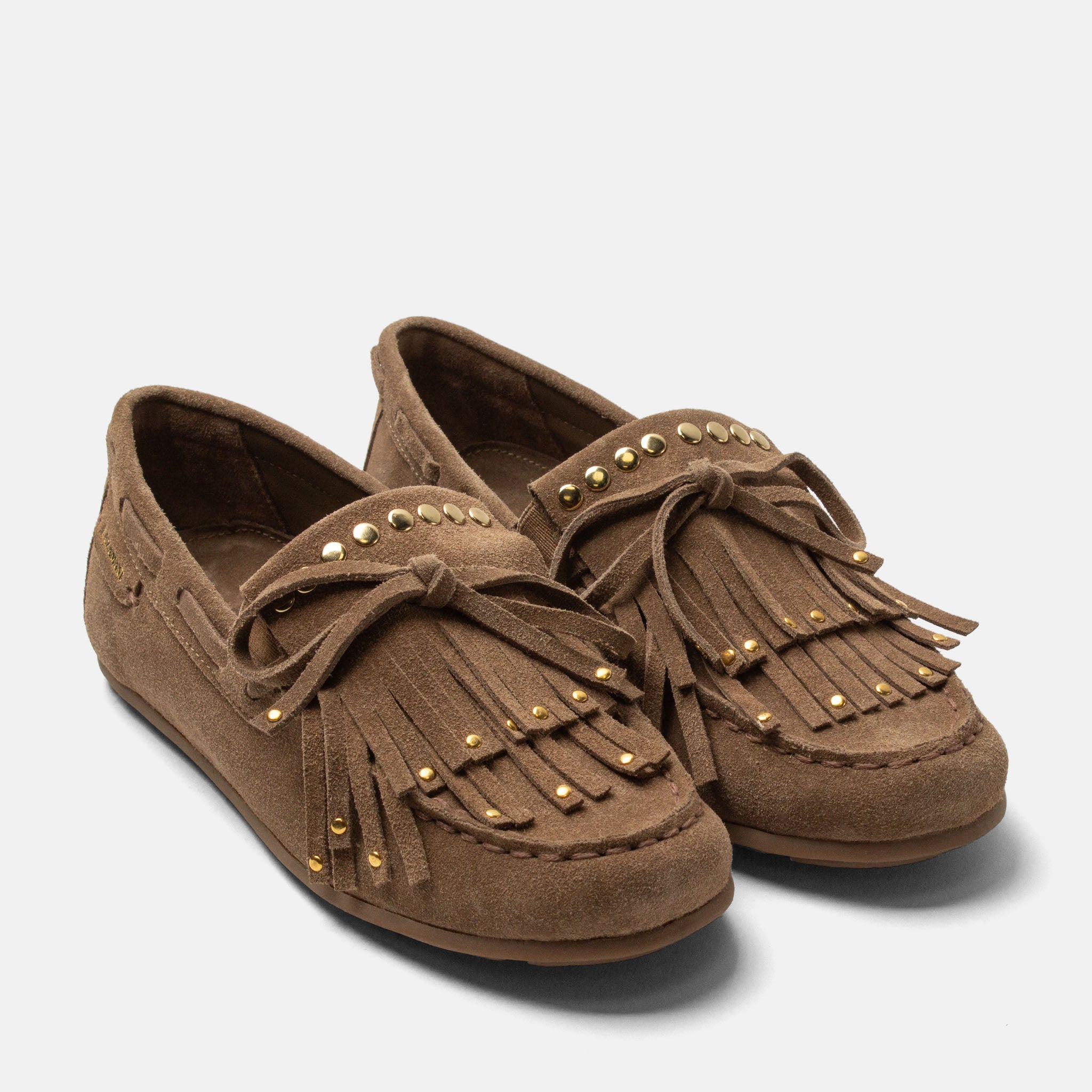 lazamani-belle-damen-wildleder-mokassins-khaki-fransen image 2