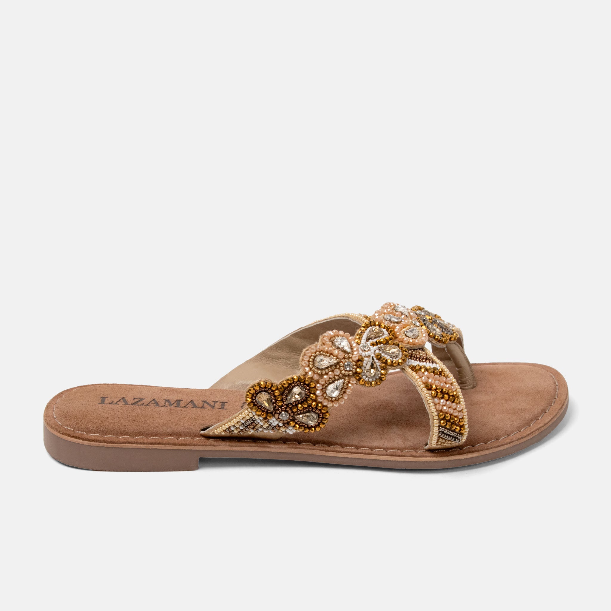 lazamani-perla-damen-leder-zehentrenner-beige image 1