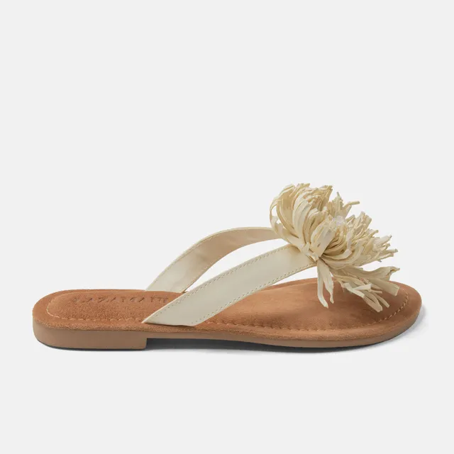 lazamani-roza-damen-leder-zehentrenner-offwhite image 1