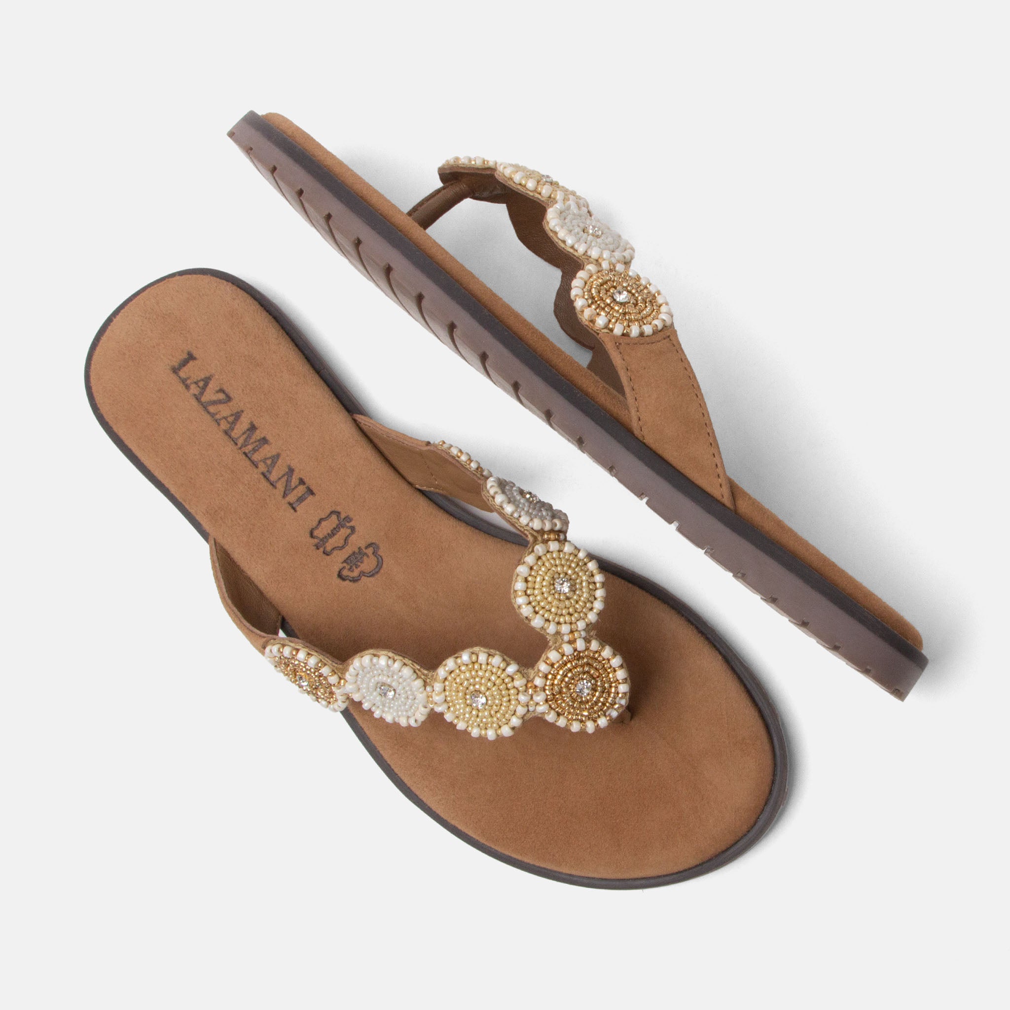 lazamani-mey-damen-zehentrenner-beige image 4