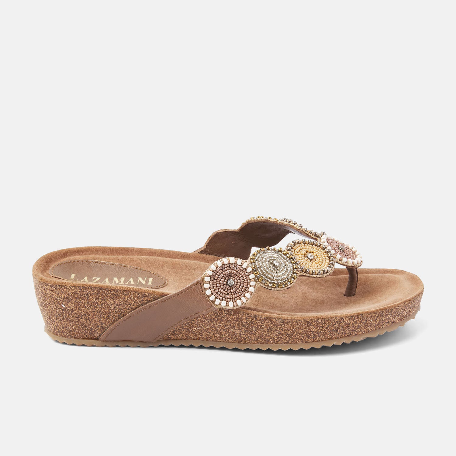 lazamani-mara-damen-leder-zehentrenner-beige image 1
