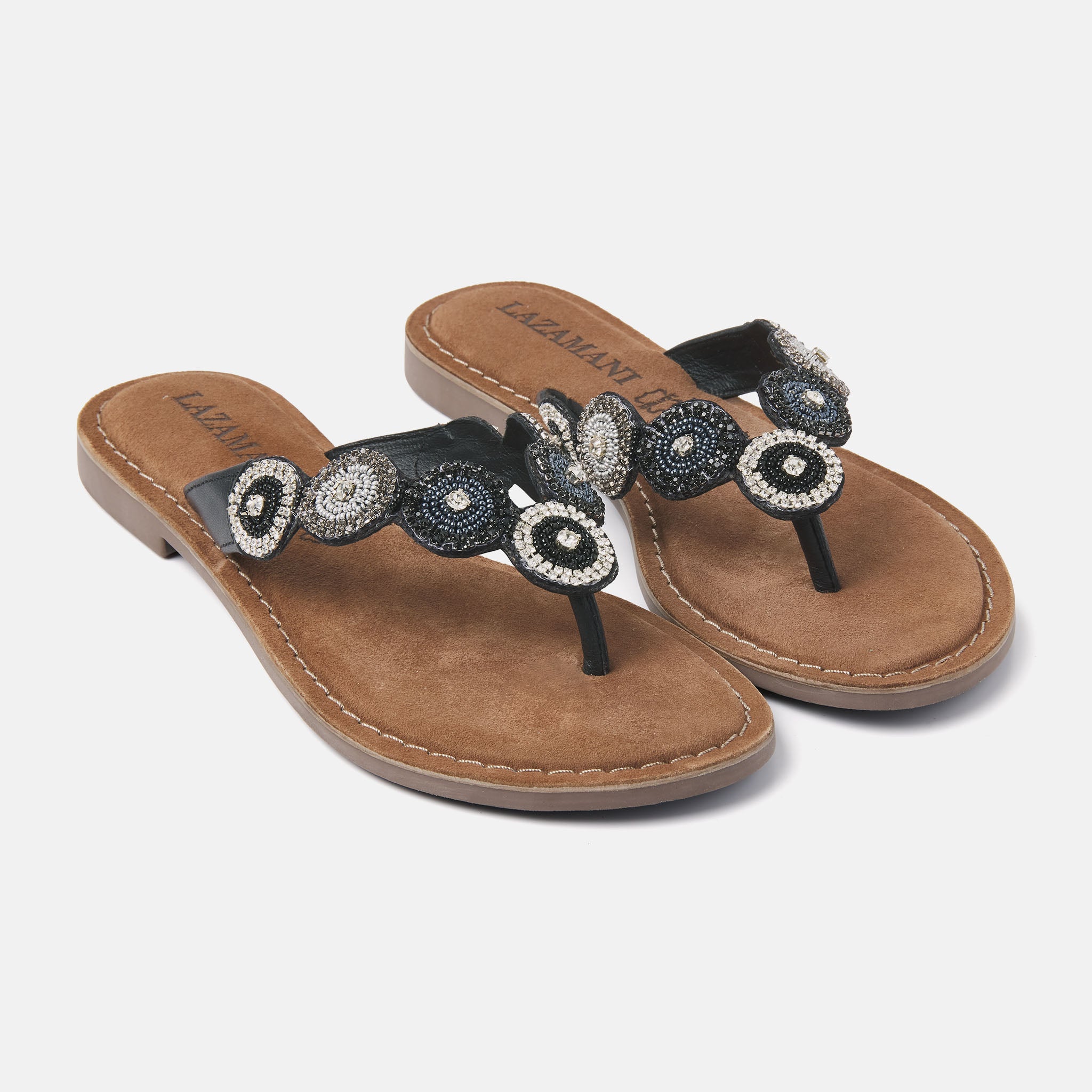 lazamani-luna-damen-leder-zehentrenner-schwarz-flache-leder-flip-flops image 3