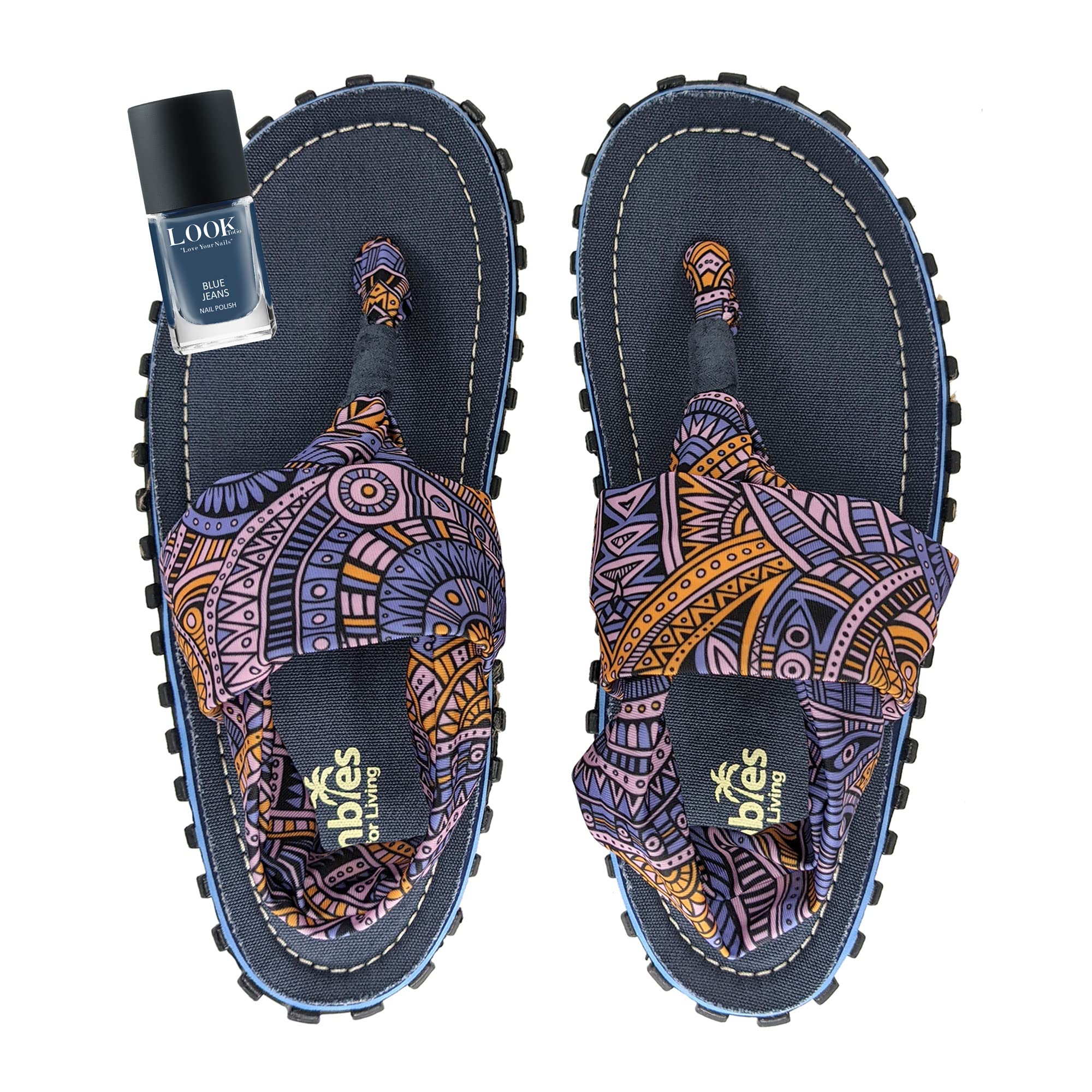 gumbies-slingback-aztec-damen-sandalen-nagellack-blue-jeans-set image 1