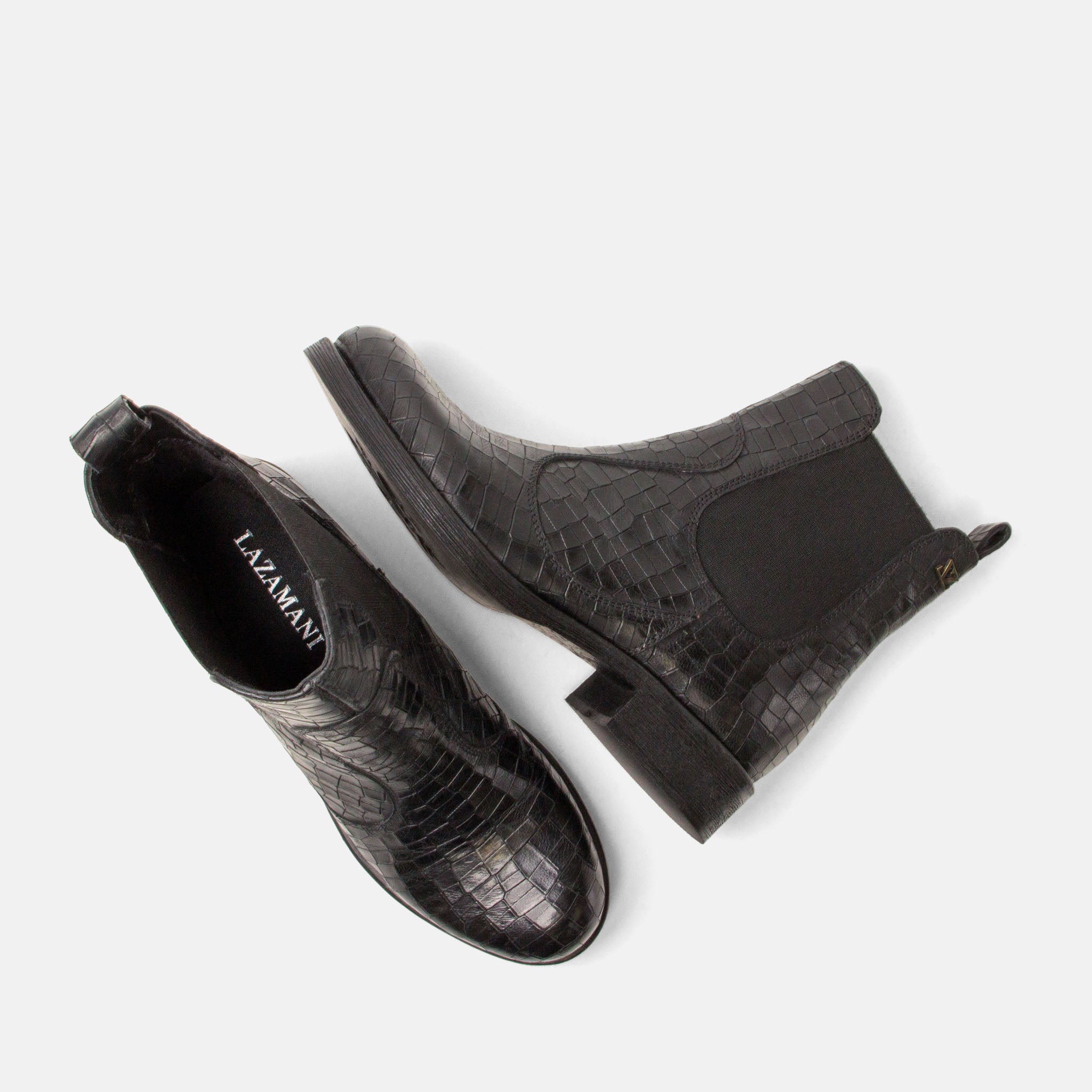 lazamani-marij-damen-leder-chelsea-boots-black-kroko image 4