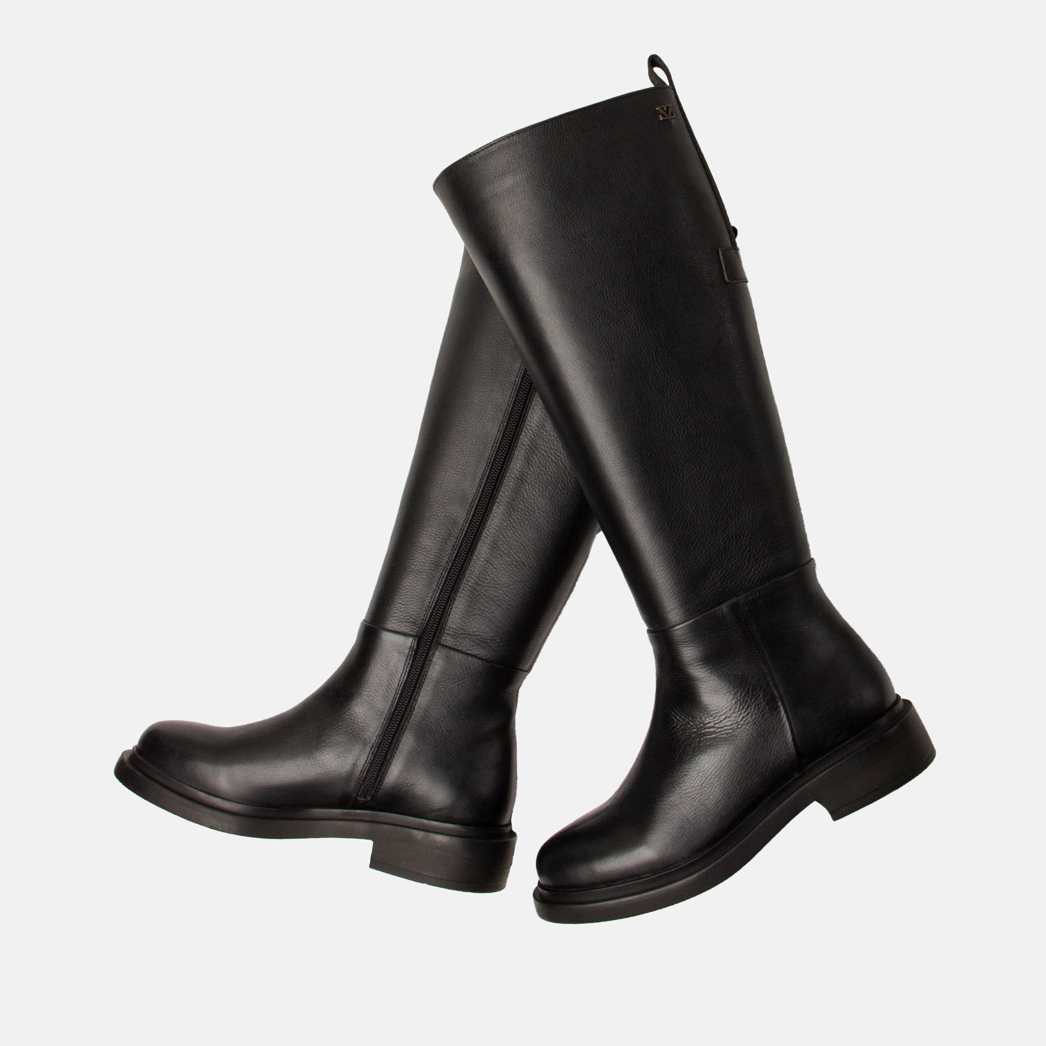 lazamani-uma-damen-leder-stiefel-schwarz-blockabsatz-mit-rei-verschluss image 4