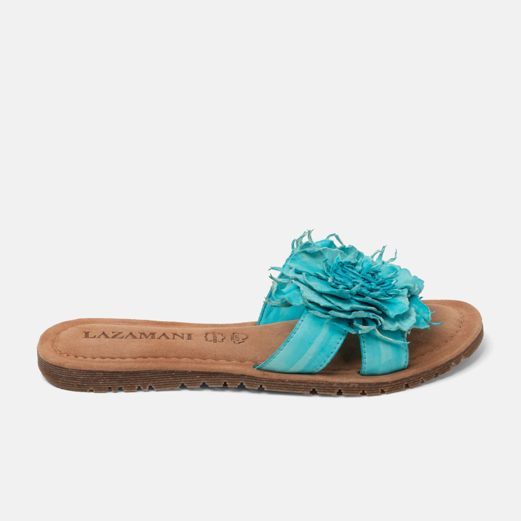 lazamani-zinnia-damen-leder-pantoletten-turquoise image 1