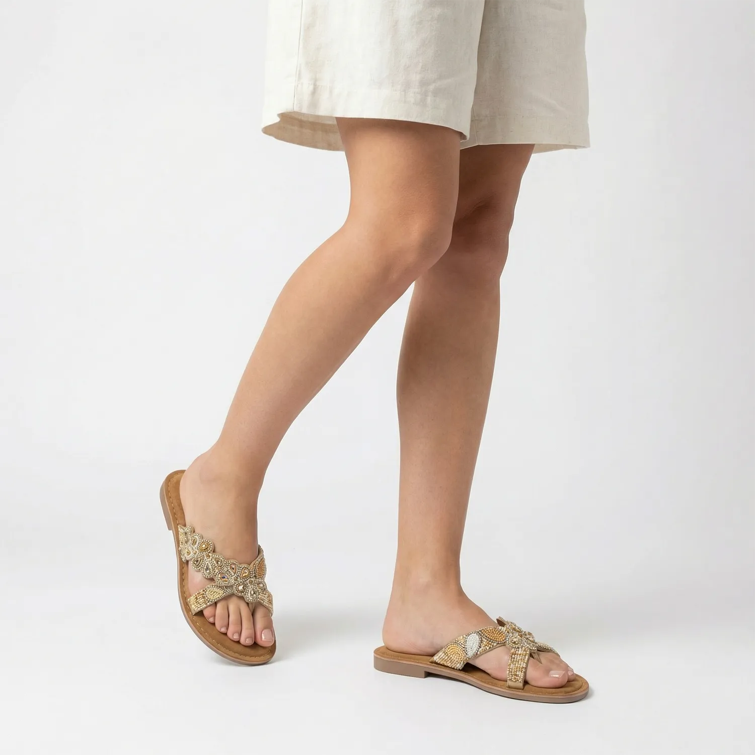lazamani-pena-damen-zehentrenner-beige image 2