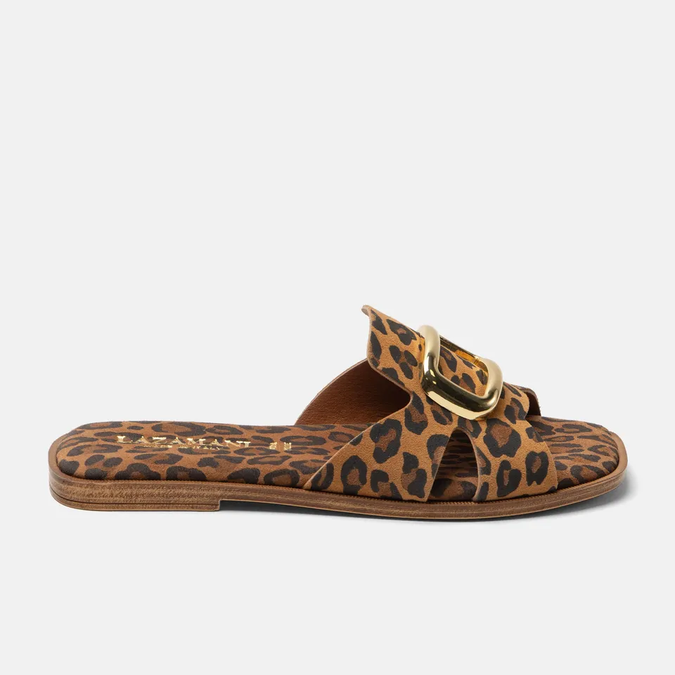 lazamani-vito-damen-wildleder-pantoletten-leopard-flach image 1
