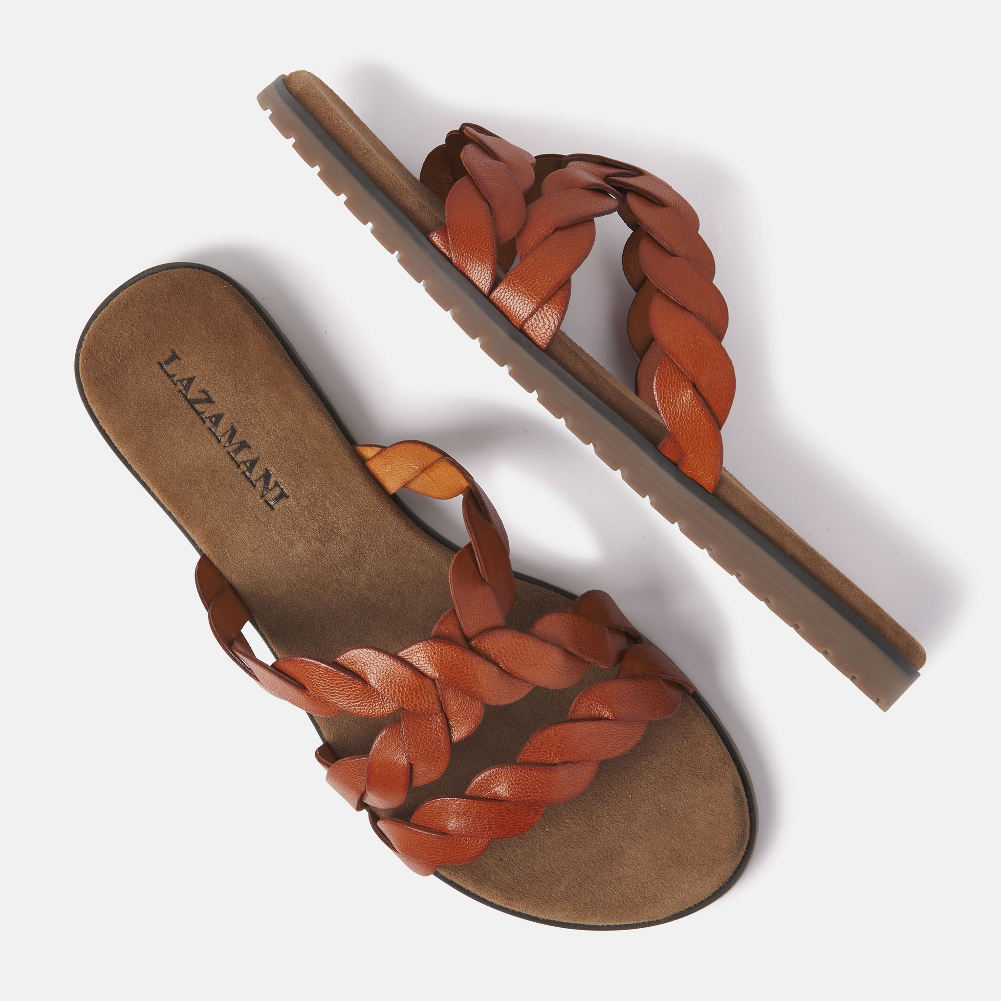 lazamani-eden-damen-leder-pantoletten-tan-cognac image 3