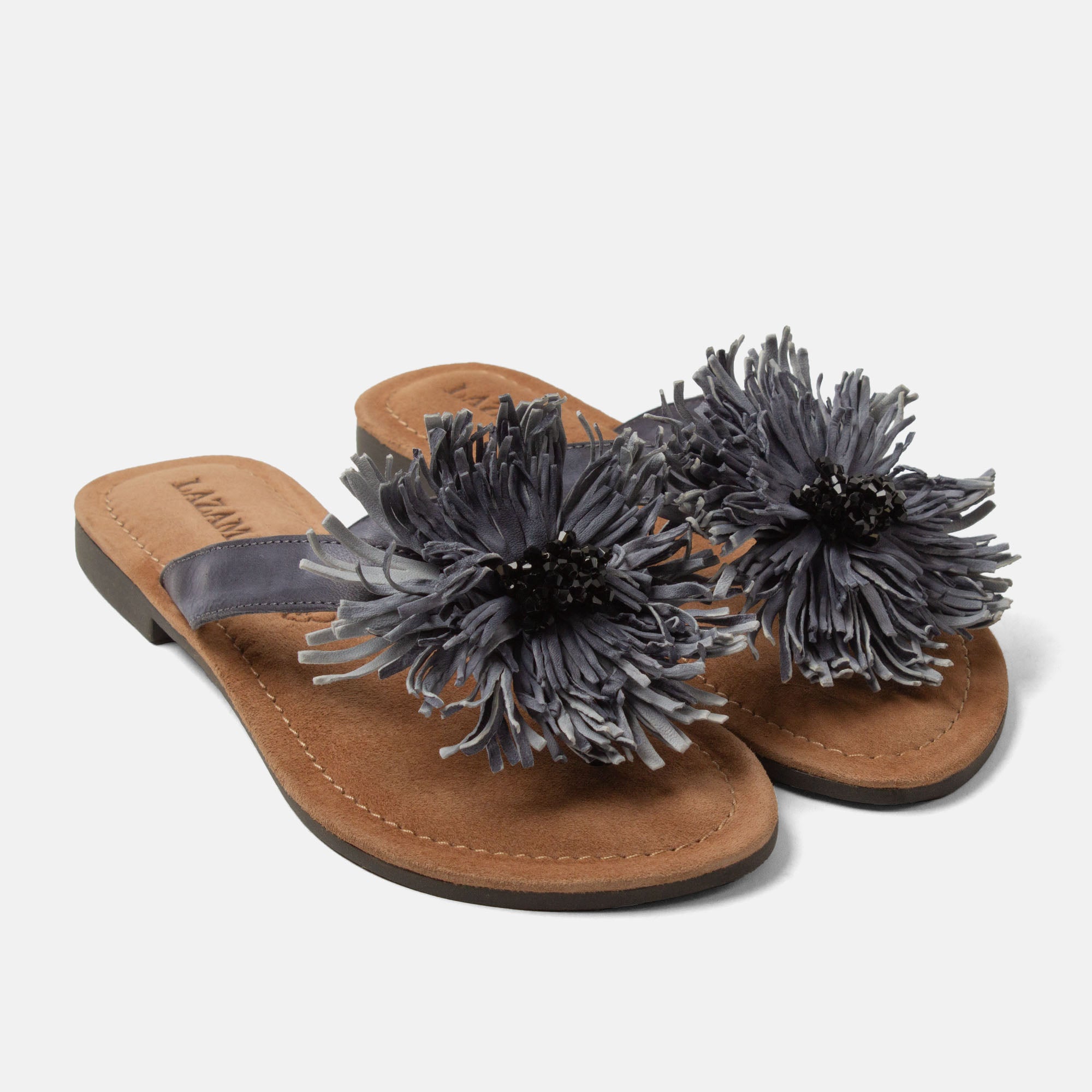 lazamani-roza-damen-leder-zehentrenner-black image 3