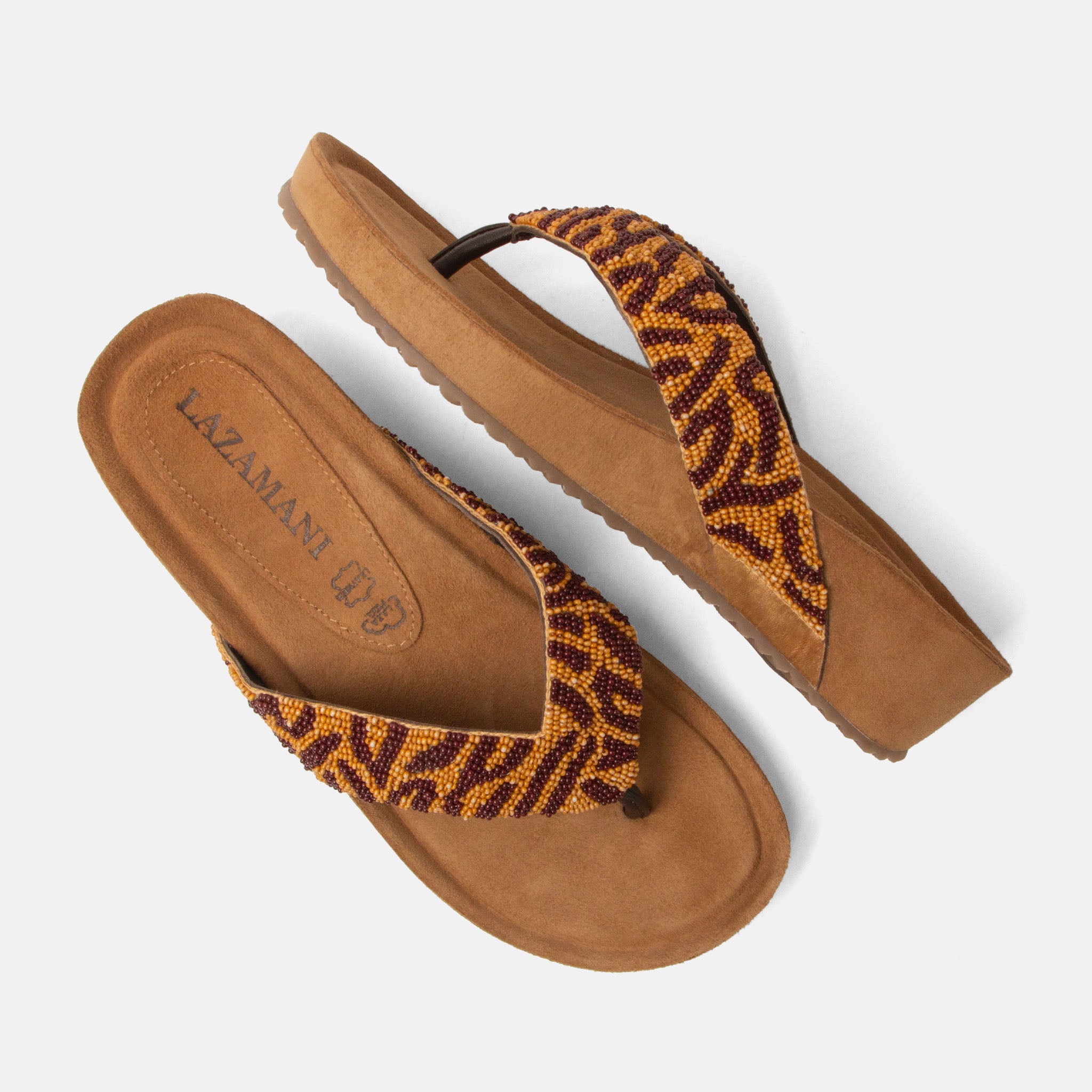 lazamani-liv-damen-leder-zehentrenner-brown-mit-keilabsatz image 4