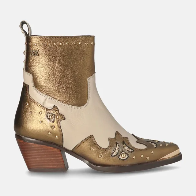 lazamani-kaia-damen-leder-stiefeletten-gold-white image 1
