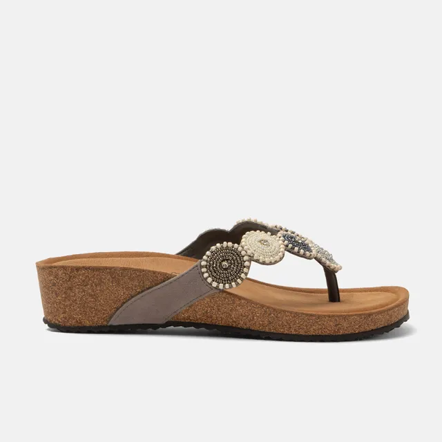 lazamani-mare-damen-wildleder-zehentrenner-grey-keil image 1